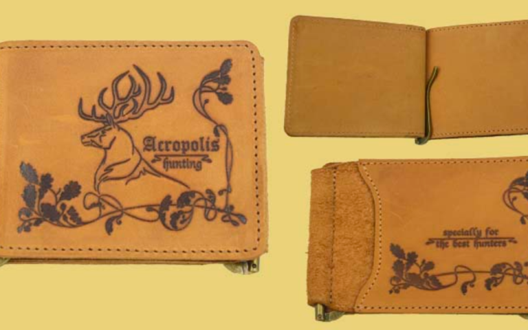 Leather clip wallet for money