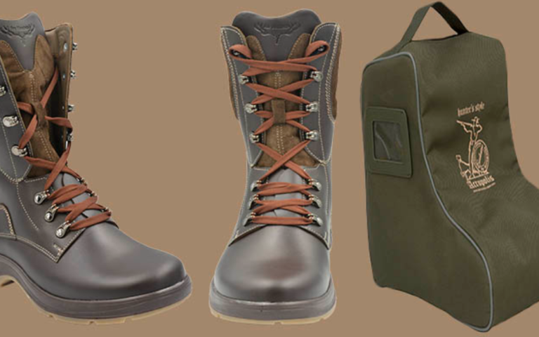 Leather boots for hunters and anglers. Two-layer sole