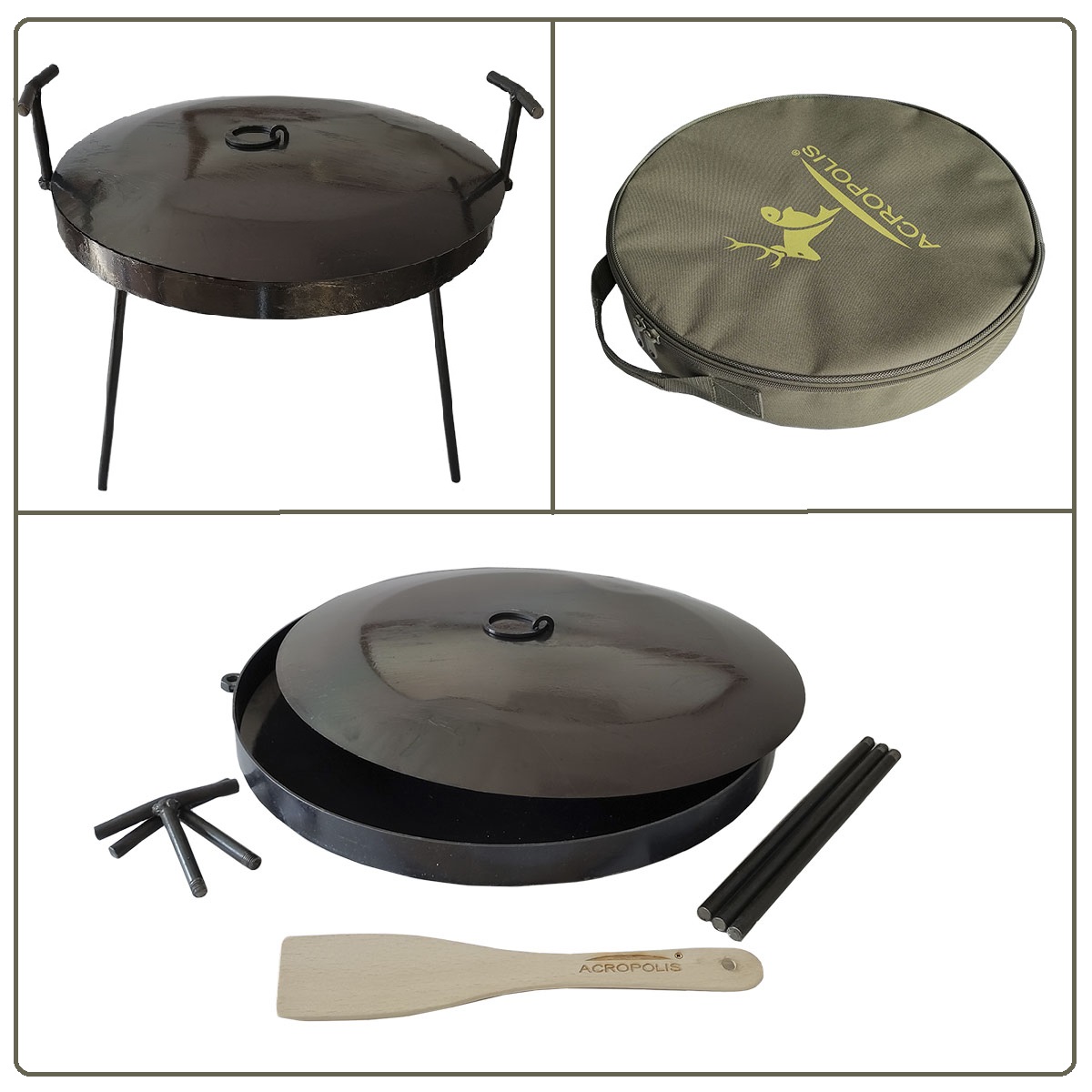 CHDB-1 Frying Pan 40 cm. Kitchen Spatula & Case inclueded. A gift set for active leasure.