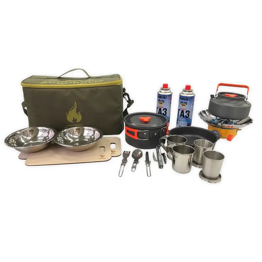 ChHP-4 Picnic Set of 19 Elements: Bag, Utensils, Cauldron, Kettle, Frying Pan, etc.