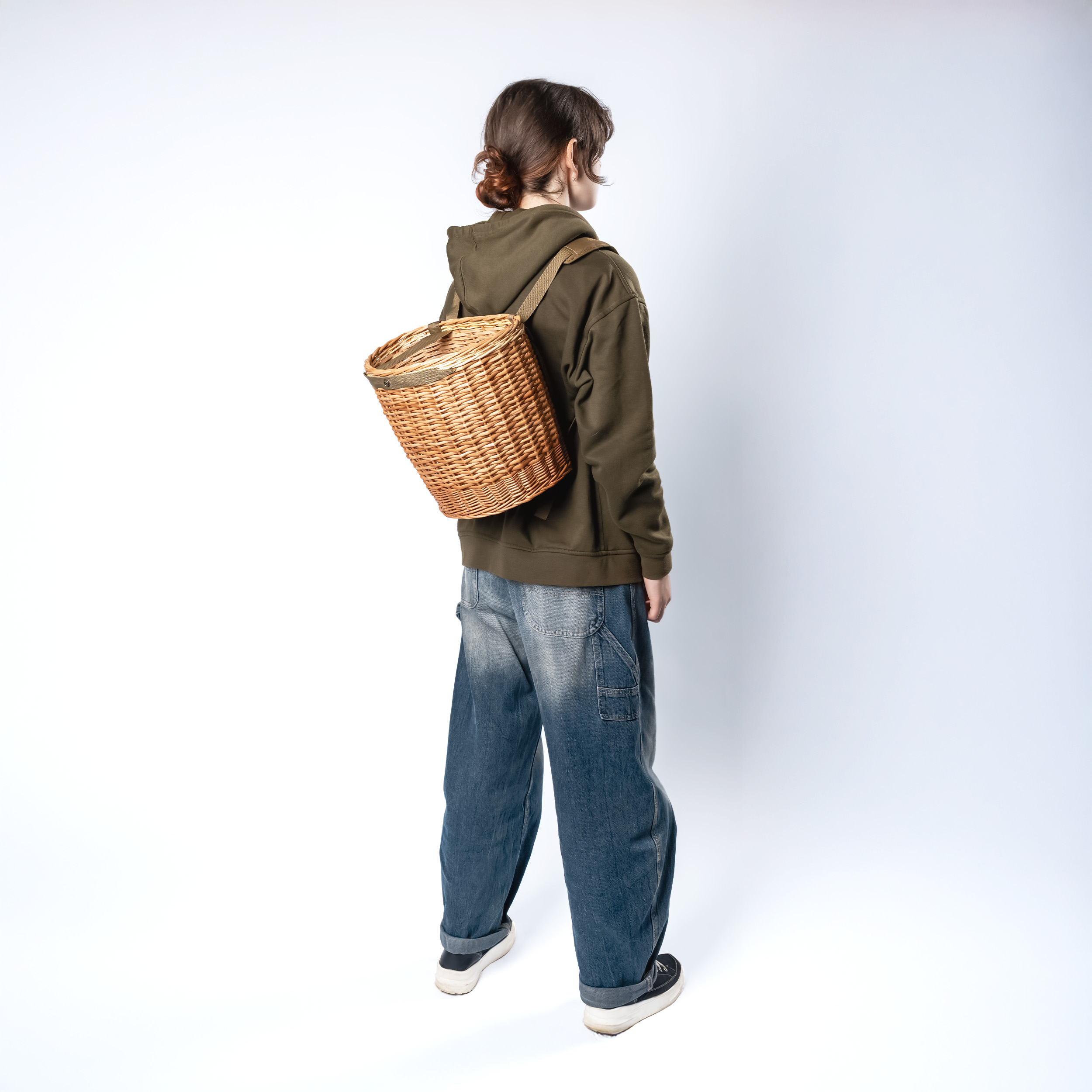 RNG-5mv Men’s Foraging Wicker Basket – Backpack for Picking Mushrooms