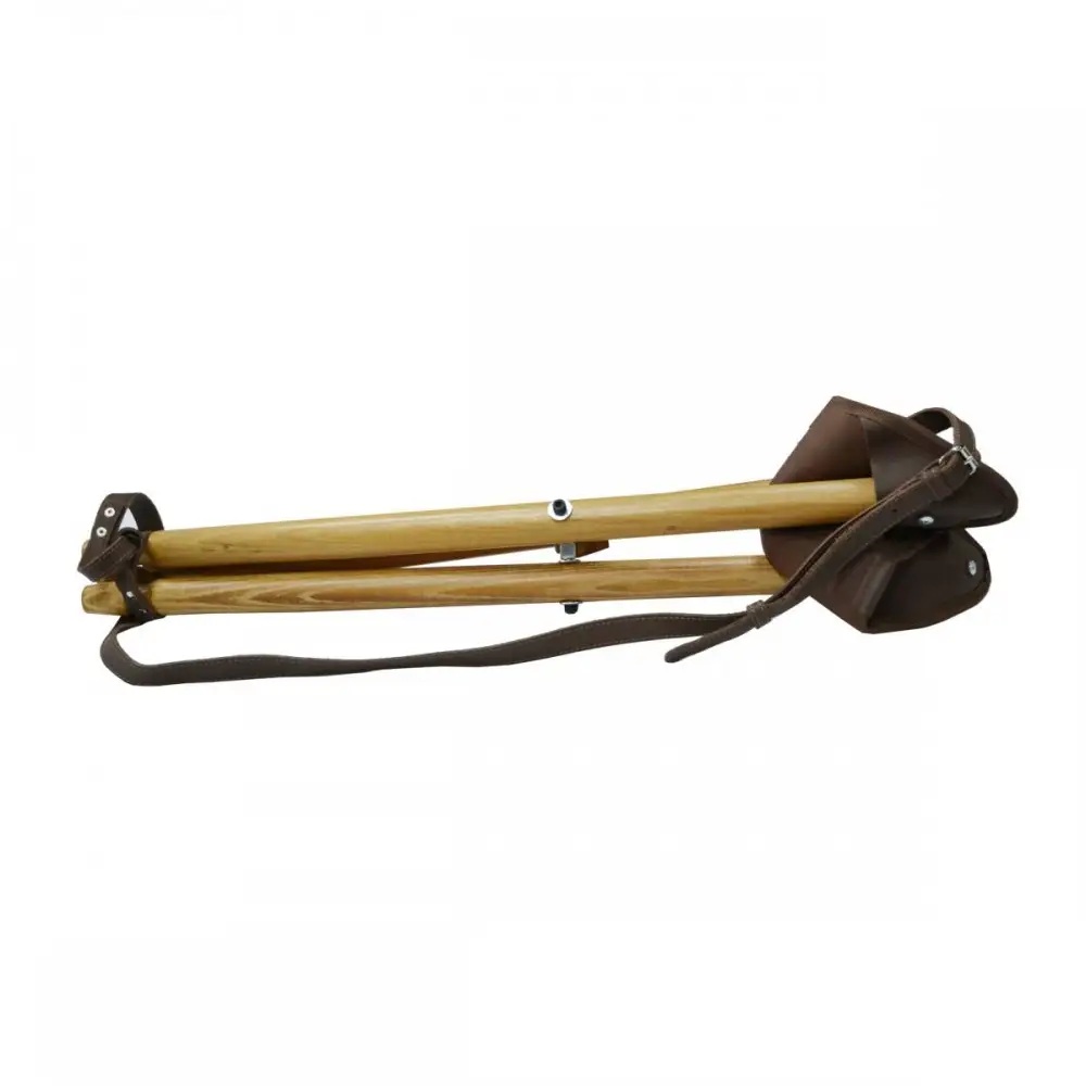 ST-1sh Outdoor Folding Chair for Hunters. Wooden Legs. Leather Seat. Height 65cm