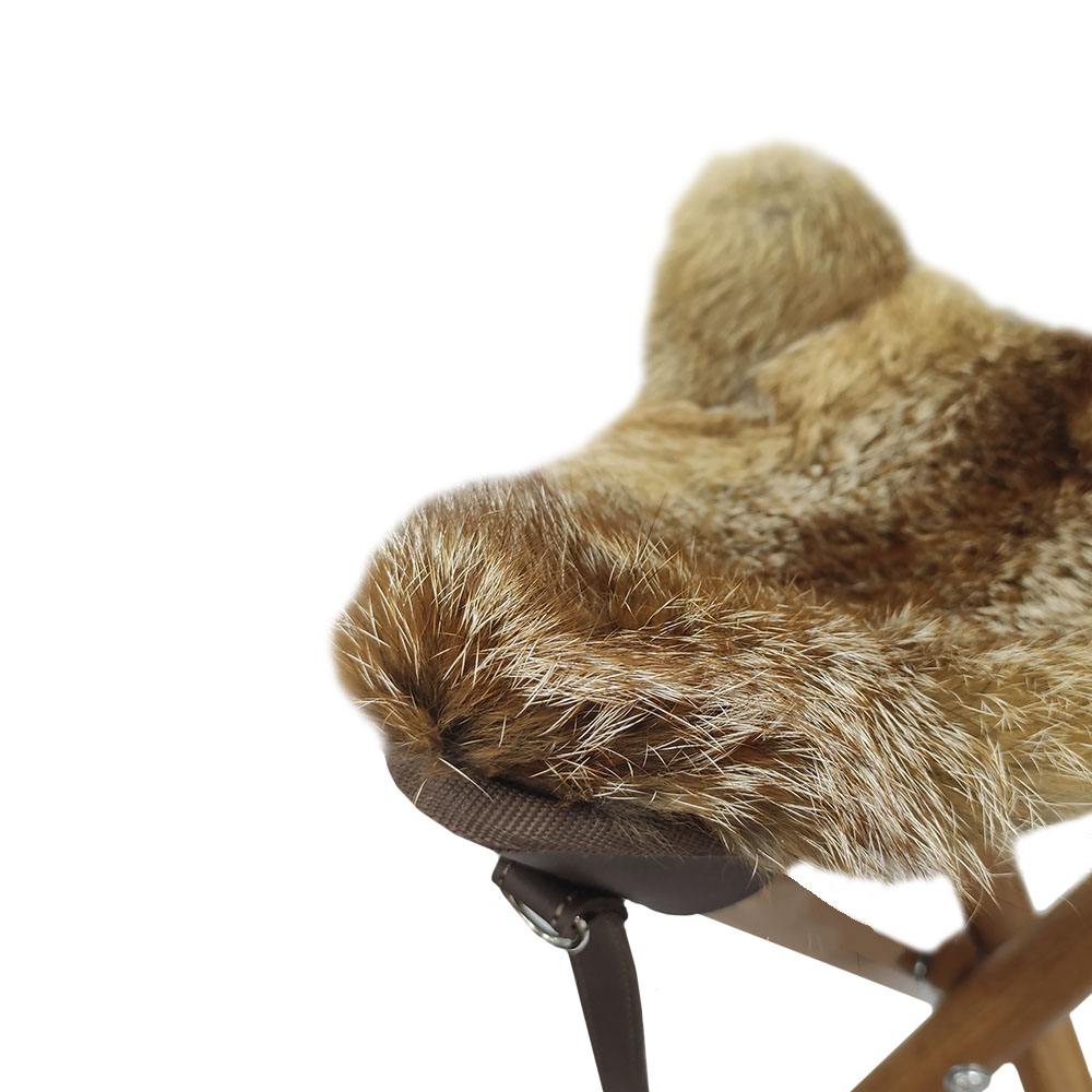 ST-1hl Folding Wooden Chair with Fox Fur Seat. Height 65cm