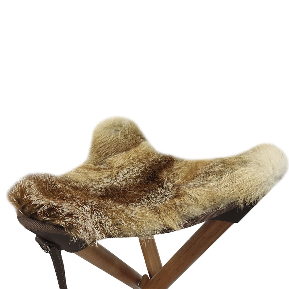 ST-1hl Folding Wooden Chair with Fox Fur Seat. Height 65cm