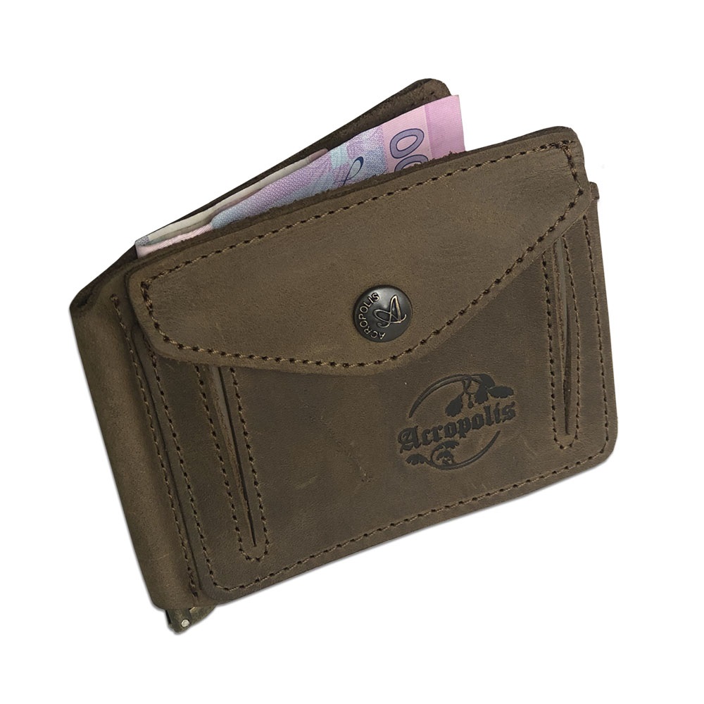 AG-3 Leather Wallet, Slim Clip for Money (banknotes, coins, and cards)