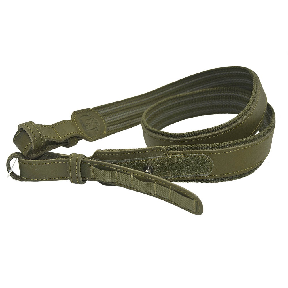 MR-7h Olive Leather Weapon Sling. Swivel 24mm