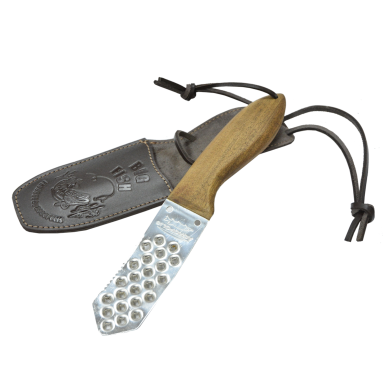 NS-1 Scraper Knife with Leather Case. Wooden handle