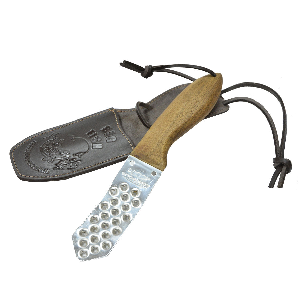 NS-1 Scraper Knife with Leather Case. Wooden handle