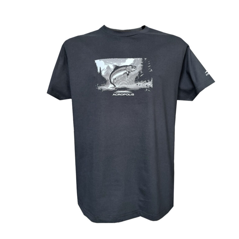 OFR-5 Fishermen`s T-shirt with Trout print, black – S, M, L, XL, XXL