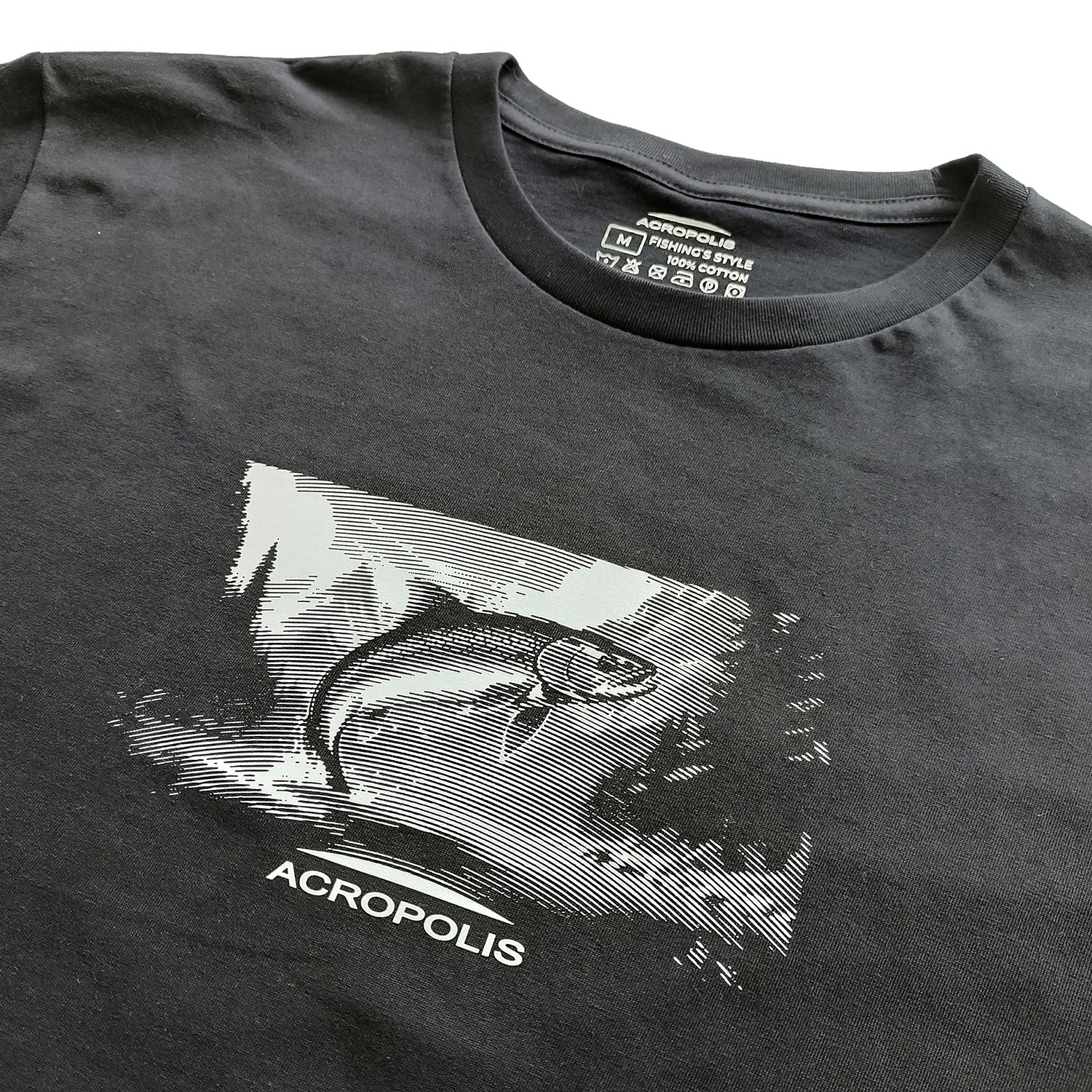 OFR-5 Fishermen`s T-shirt with Trout print, black – S, M, L, XL, XXL
