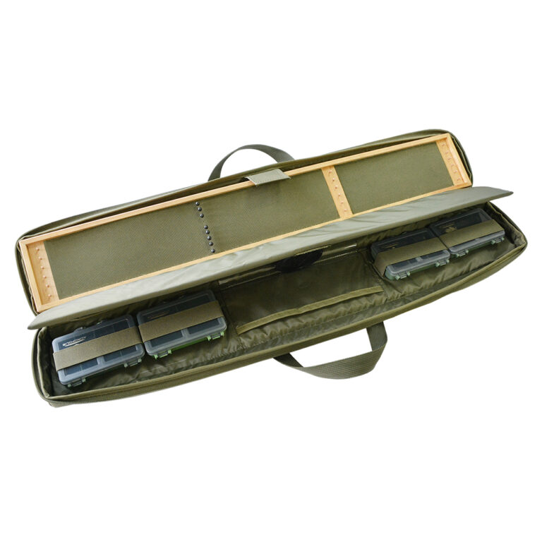 RSP-2 Fishing Bag with Wooden Leash Holder and 4 Boxes for Hooks, Loads