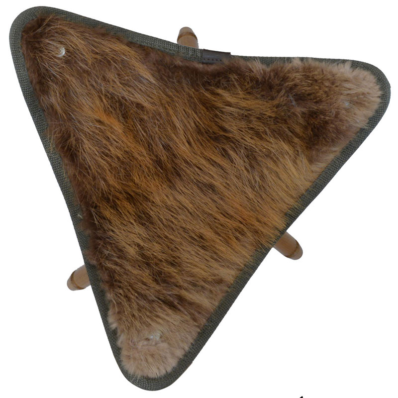 ST-1hn Folding Wooden Chair with Nutria Fur Seat. Height 65cm