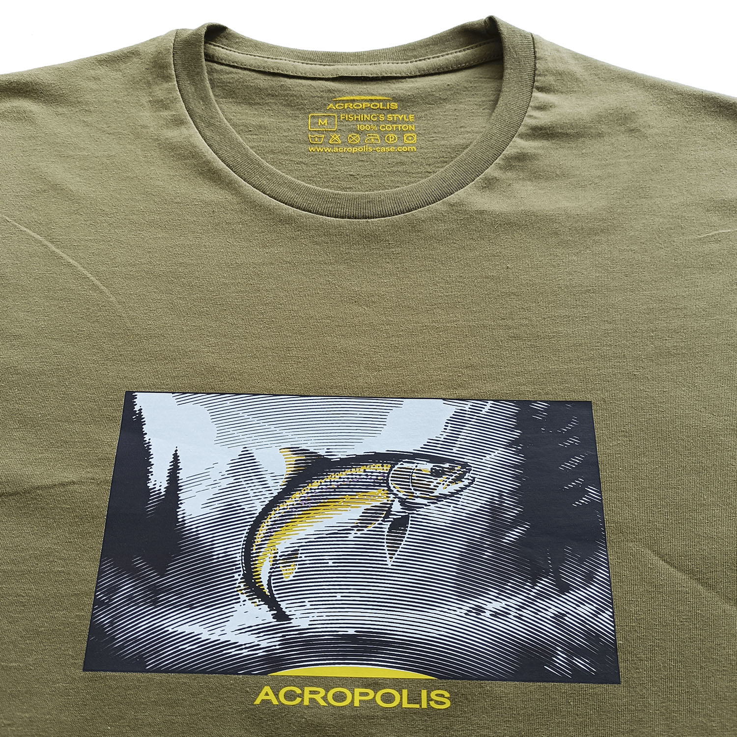 OFR-5 Fishermen`s T-shirt with Trout print, khaki – S, M, L, XL, XXL