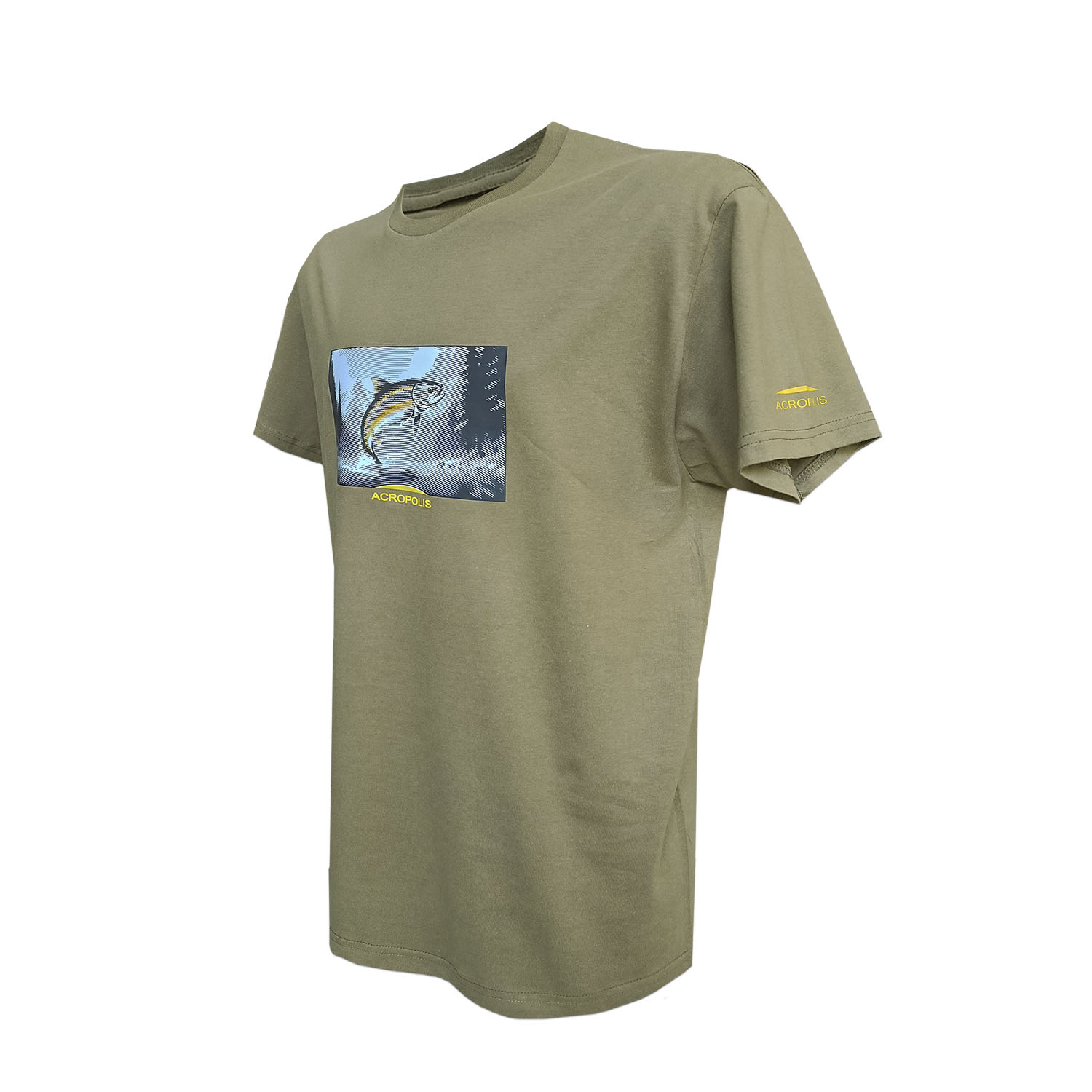 OFR-5 Fishermen`s T-shirt with Trout print, khaki – S, M, L, XL, XXL