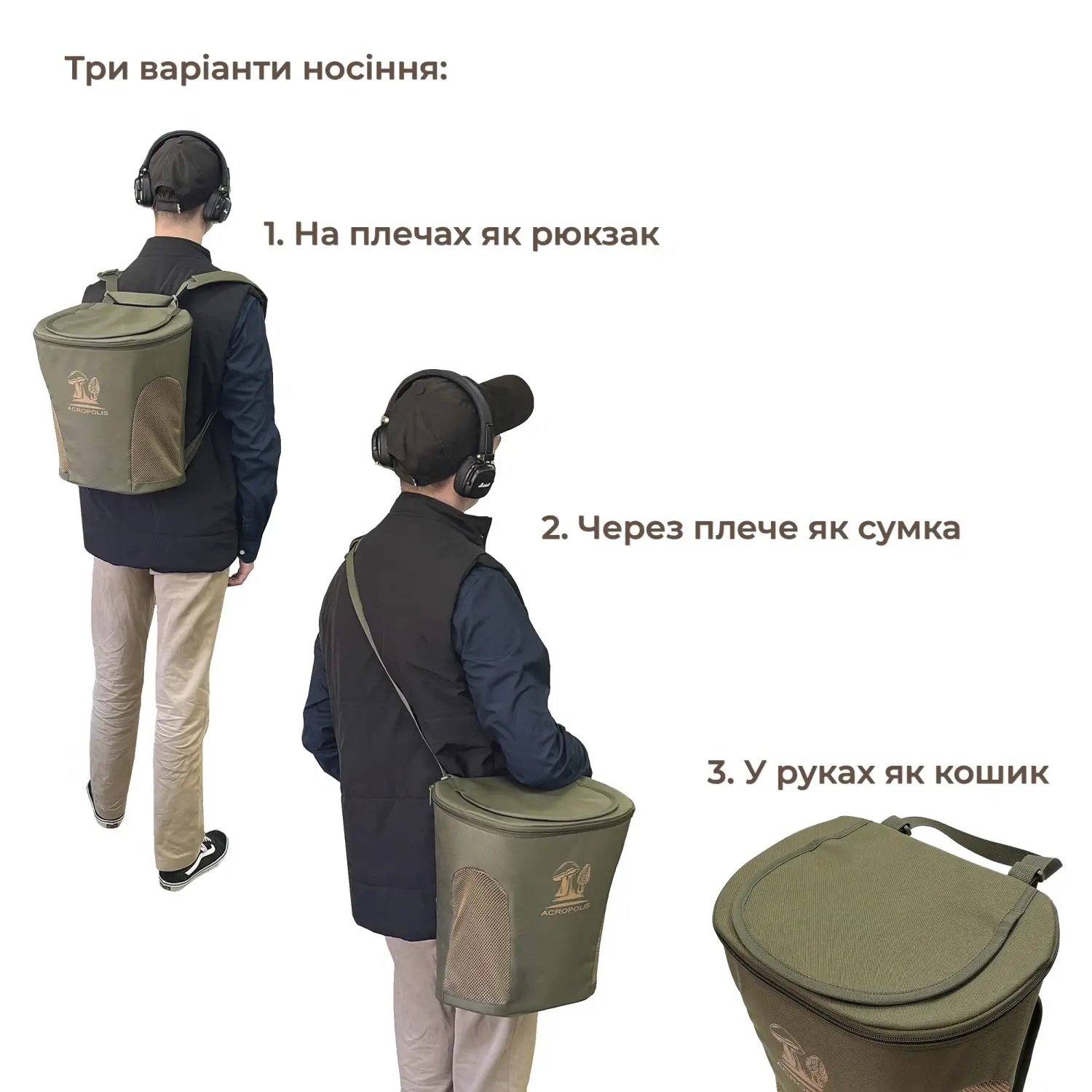 РНГ-10 Рюкзак грибника (наплічник / сумка через плече / кошик для грибів на 17л)