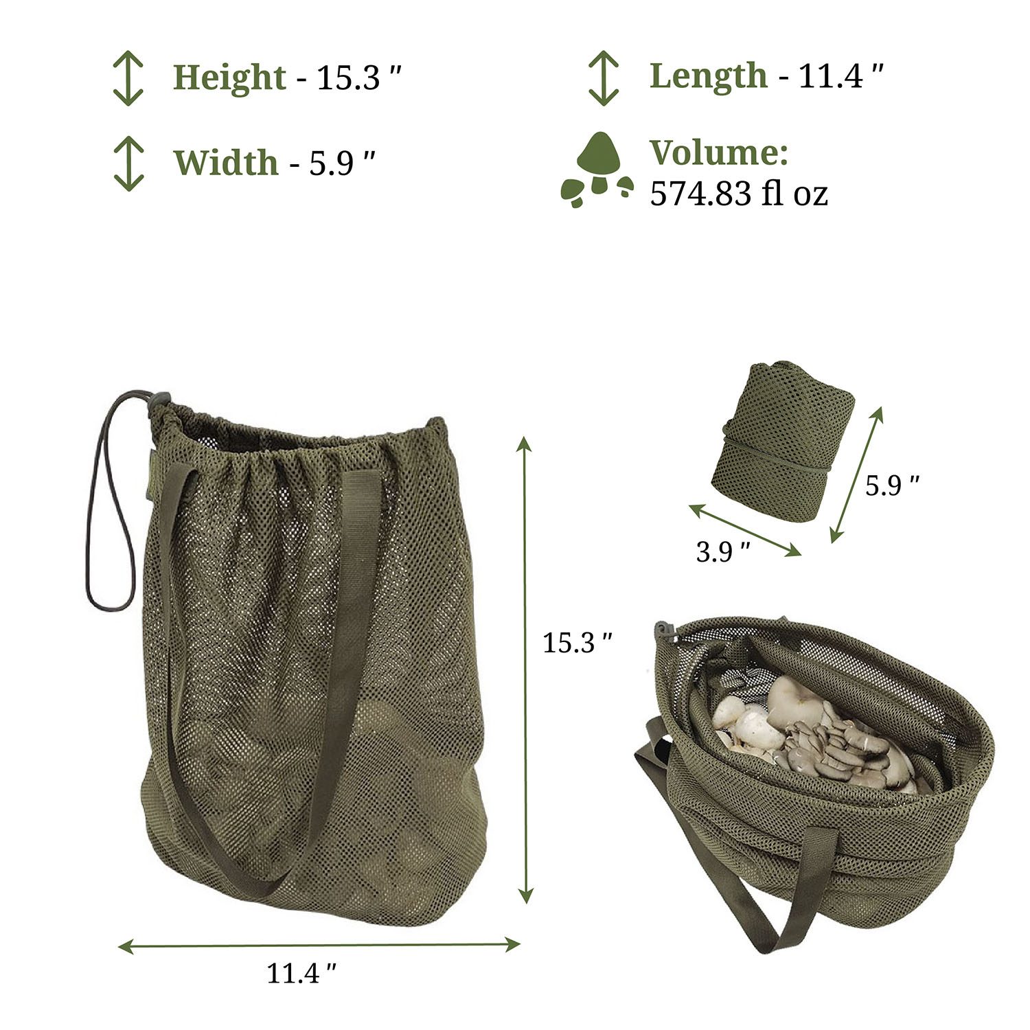 MG-4 Mushroom Picking Fold Mesh Bag. Tote Bag for Shopping