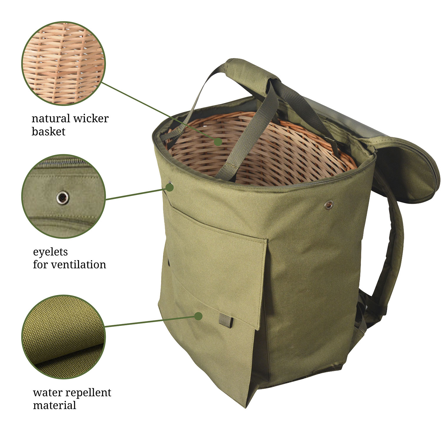 RNG-2 Mushroom Picker Backpack with Wicker Basket