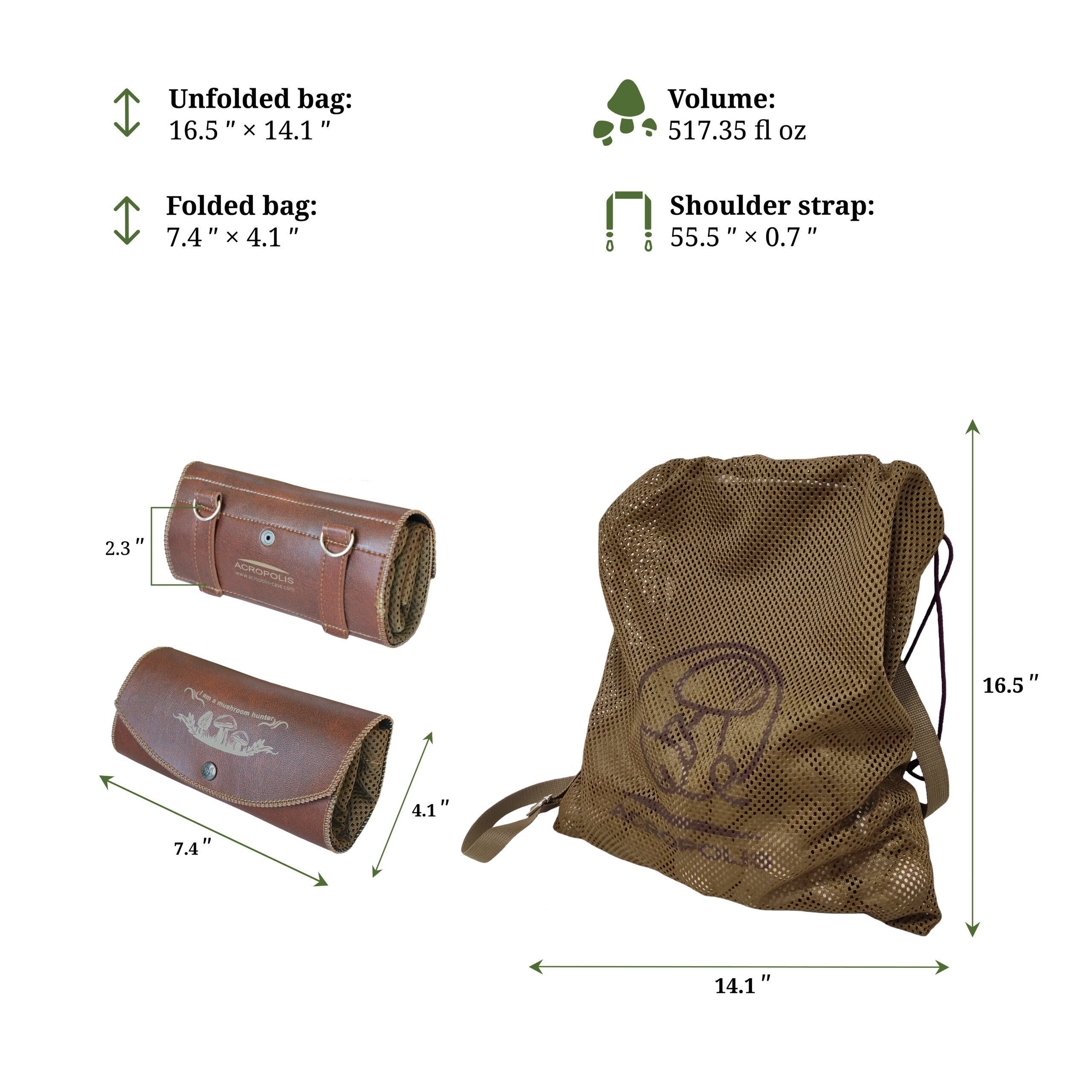 MG-5 Mushroom Picking Fold Mesh Bag with Belt Attachment