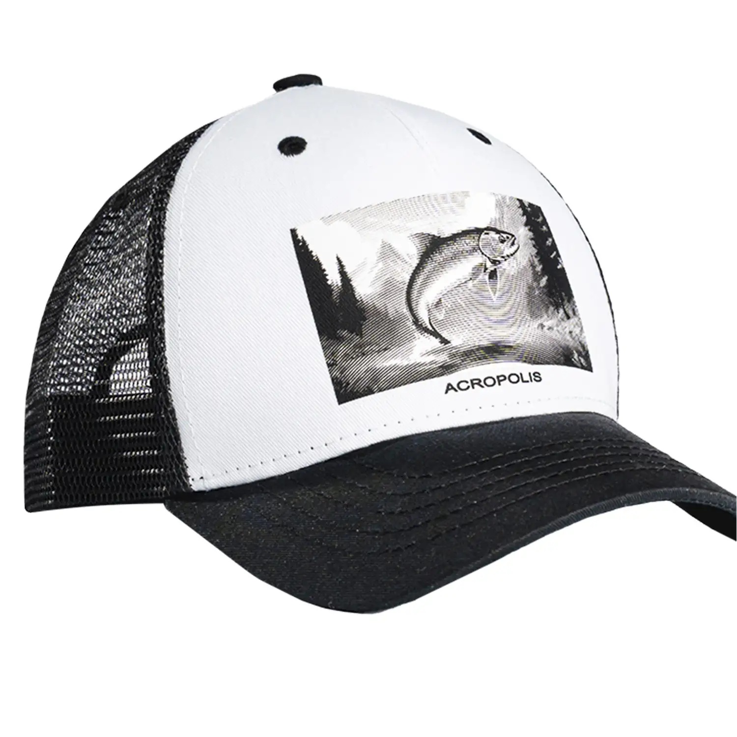 OSHM-20 Fisherman’s Cap with Trout print, white