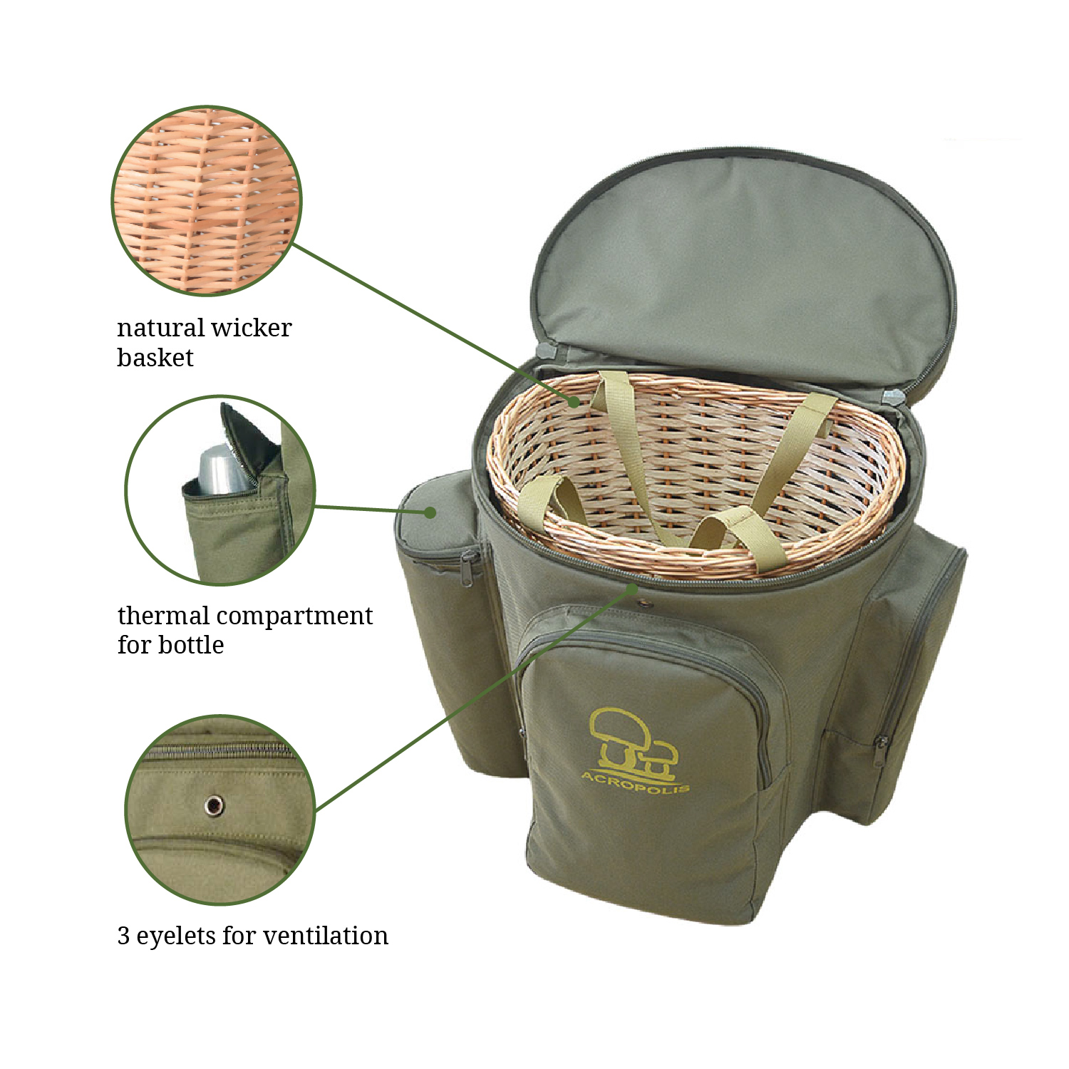 RNG-1/1 Mushroom Picker Foraging Backpack with Wicker Basket