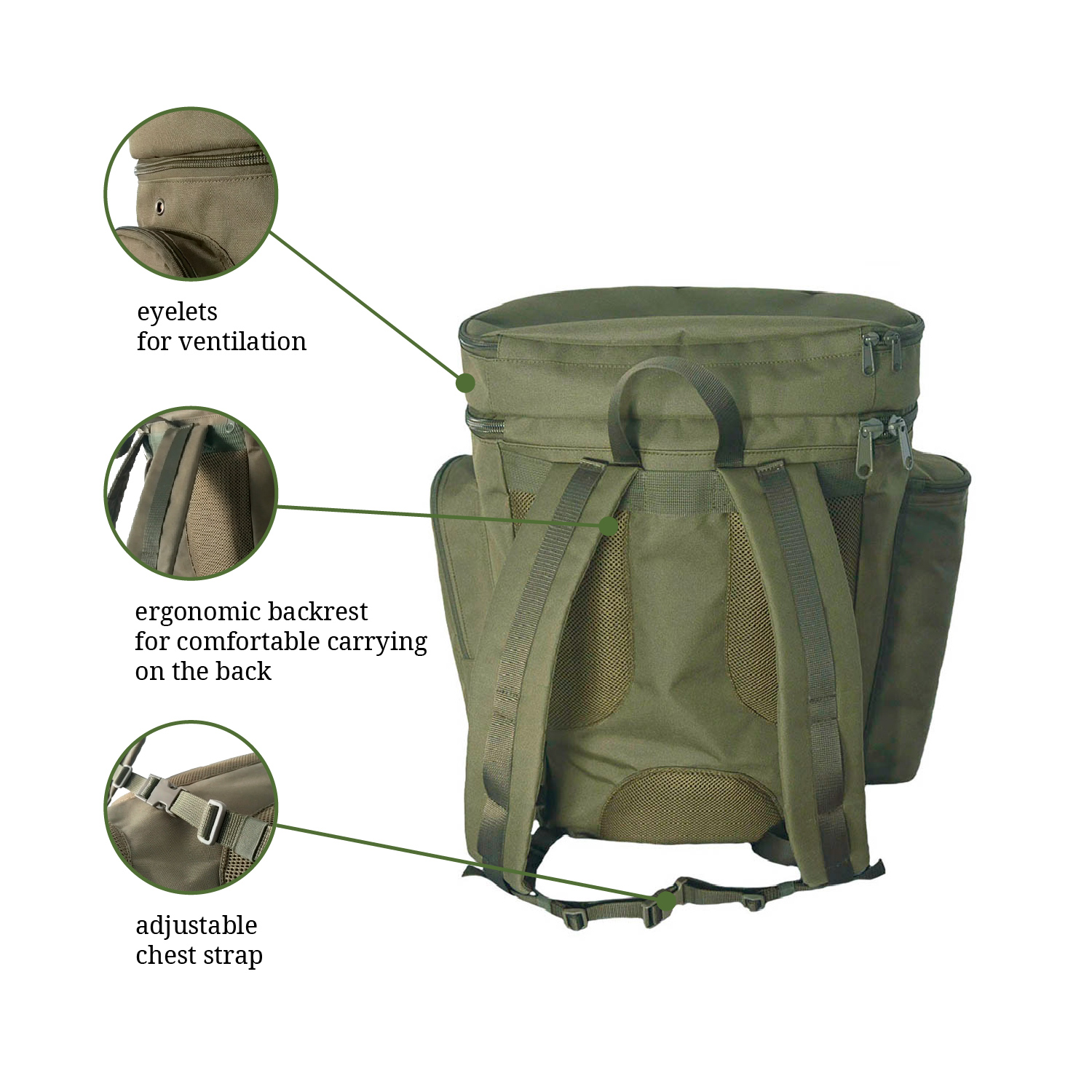 RNG-1 Backpack with Three Wicker Baskets for Mushroom Foraging