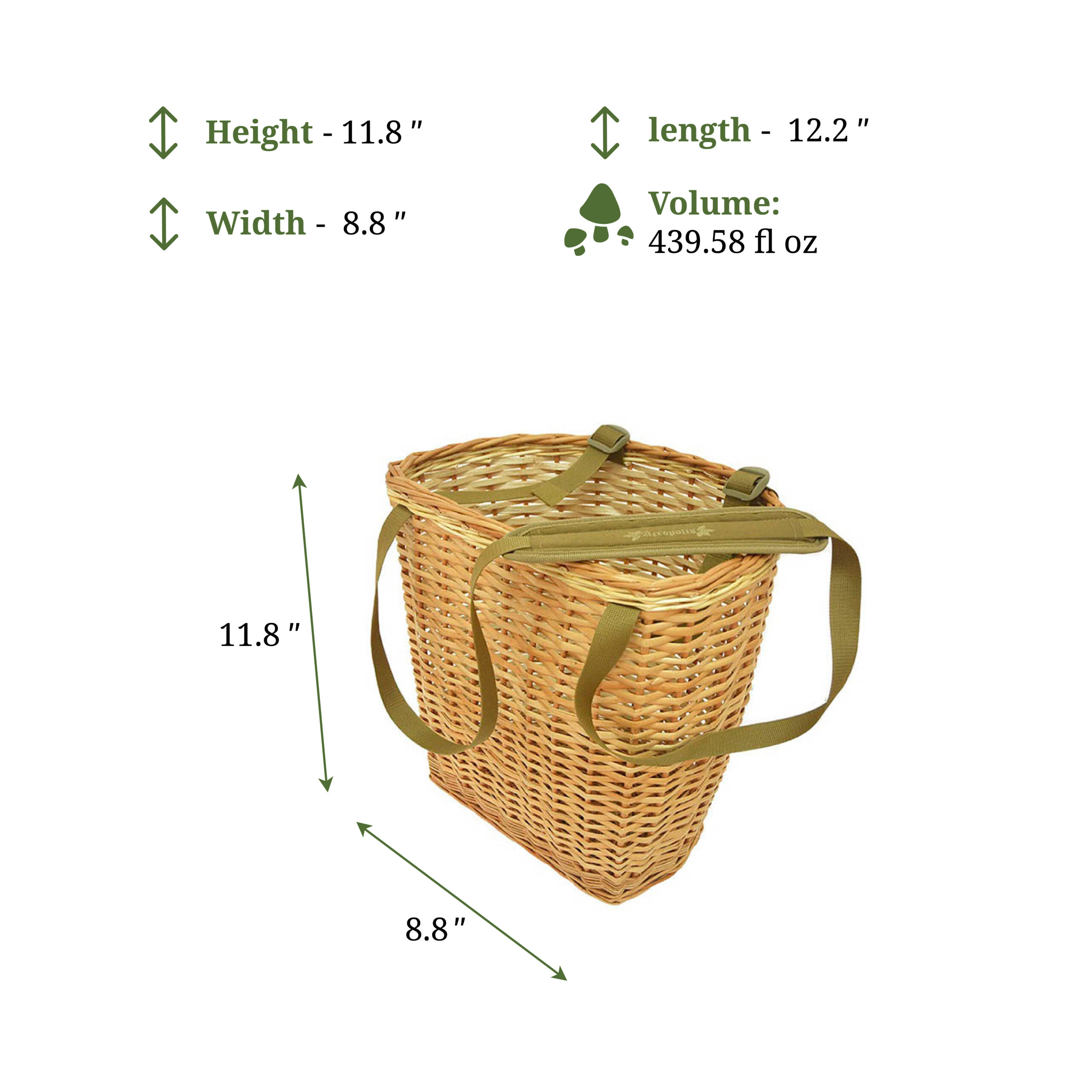 RNG-6m Mushroom Picking Small Wicker Basket. Volume 13L