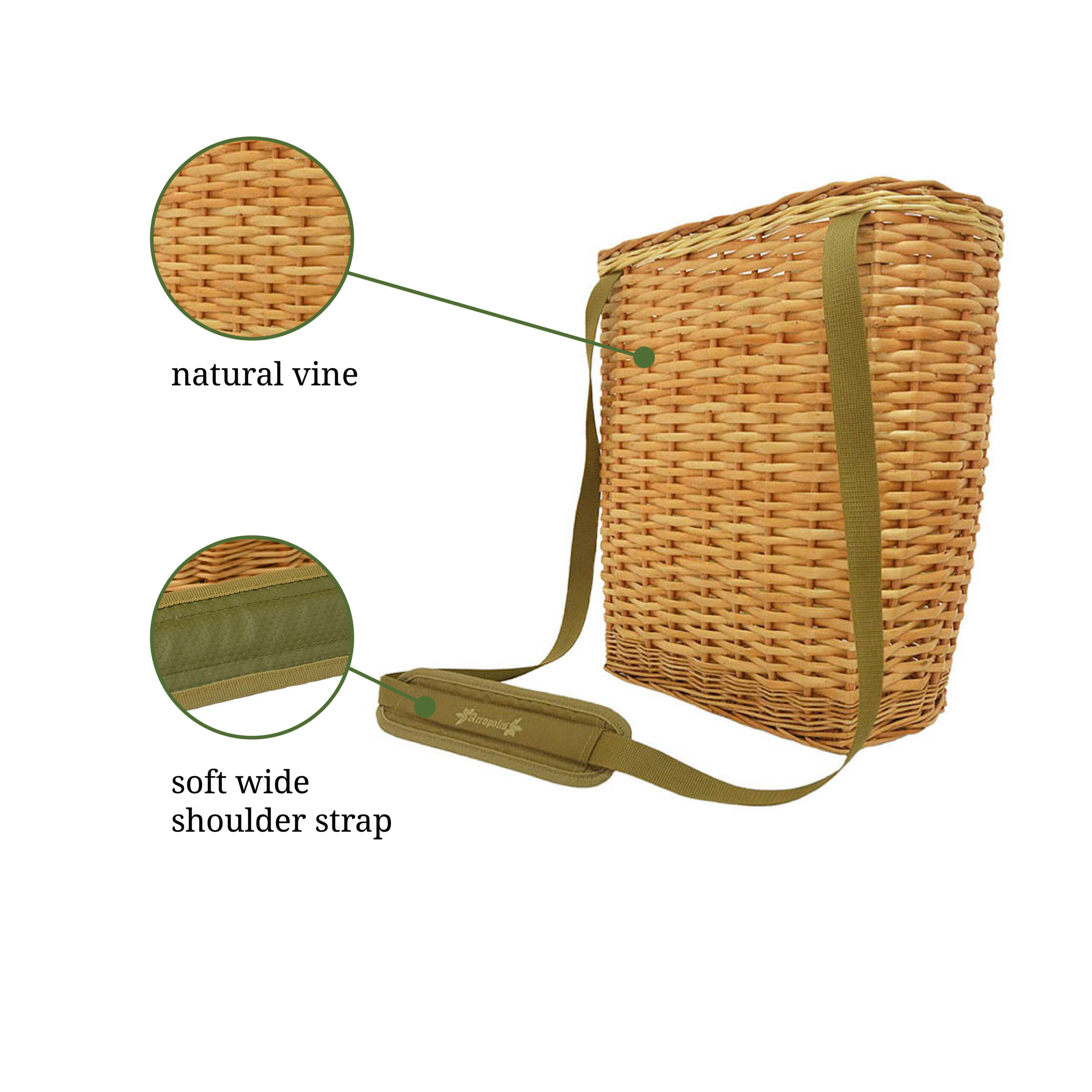 RNG-6m Mushroom Picking Small Wicker Basket. Volume 13L