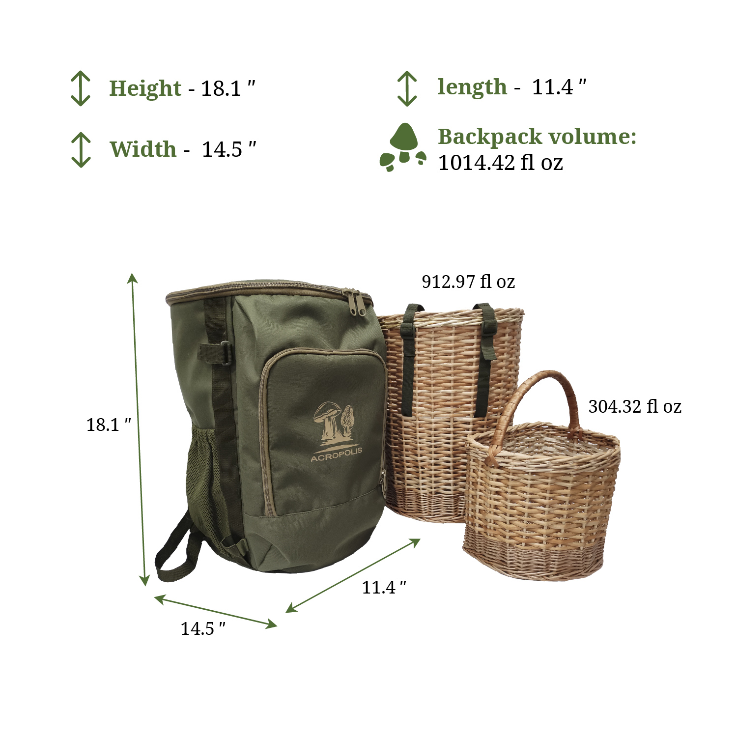 RNG-8 Mushroom Picking Backpack with 2 Wicker Baskets
