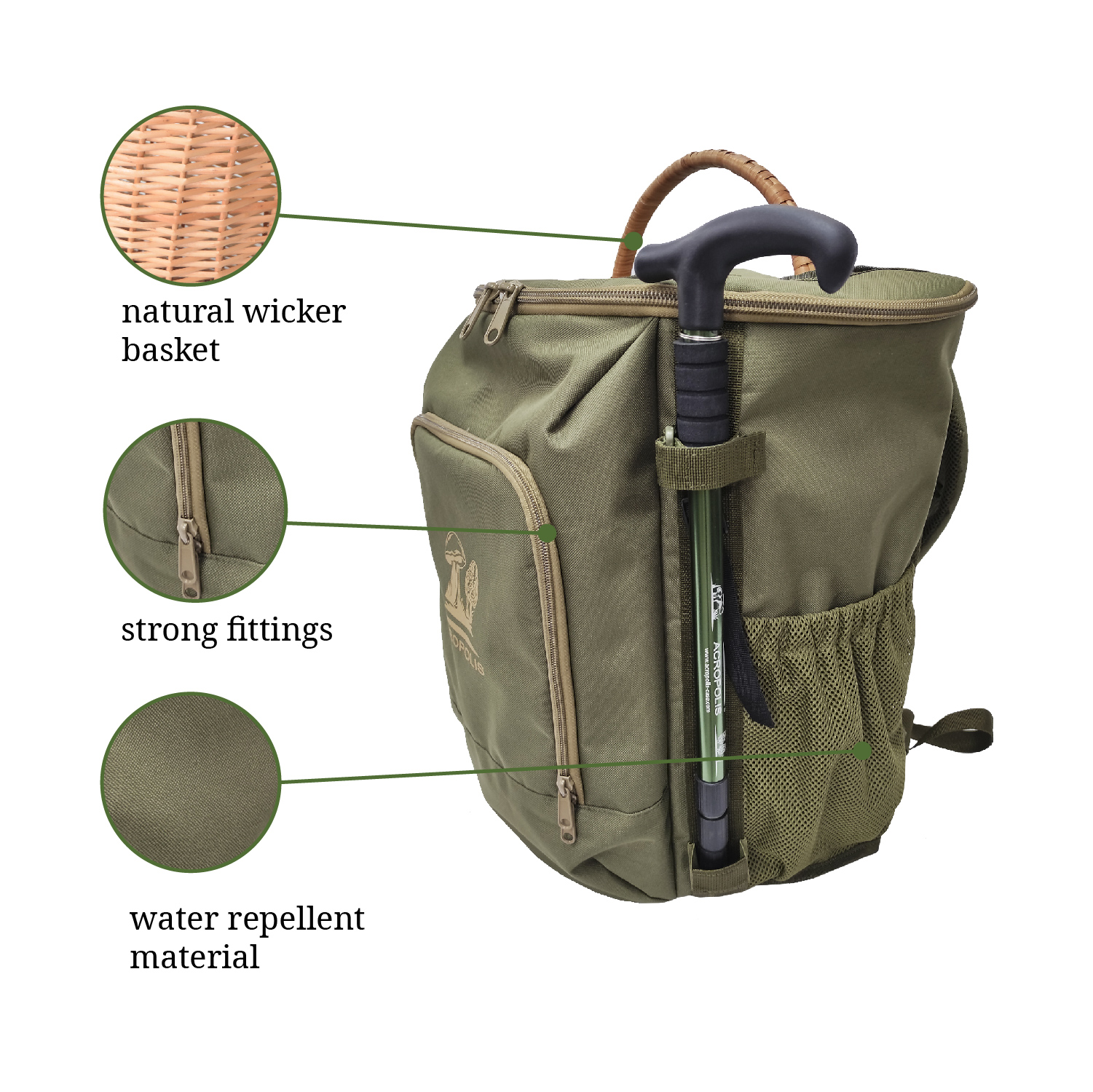 RNG-8 Mushroom Picking Backpack with 2 Wicker Baskets