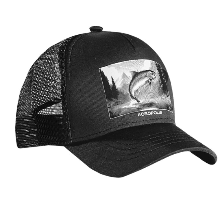OSHM-20 Fisherman’s Cap with Trout print,  black