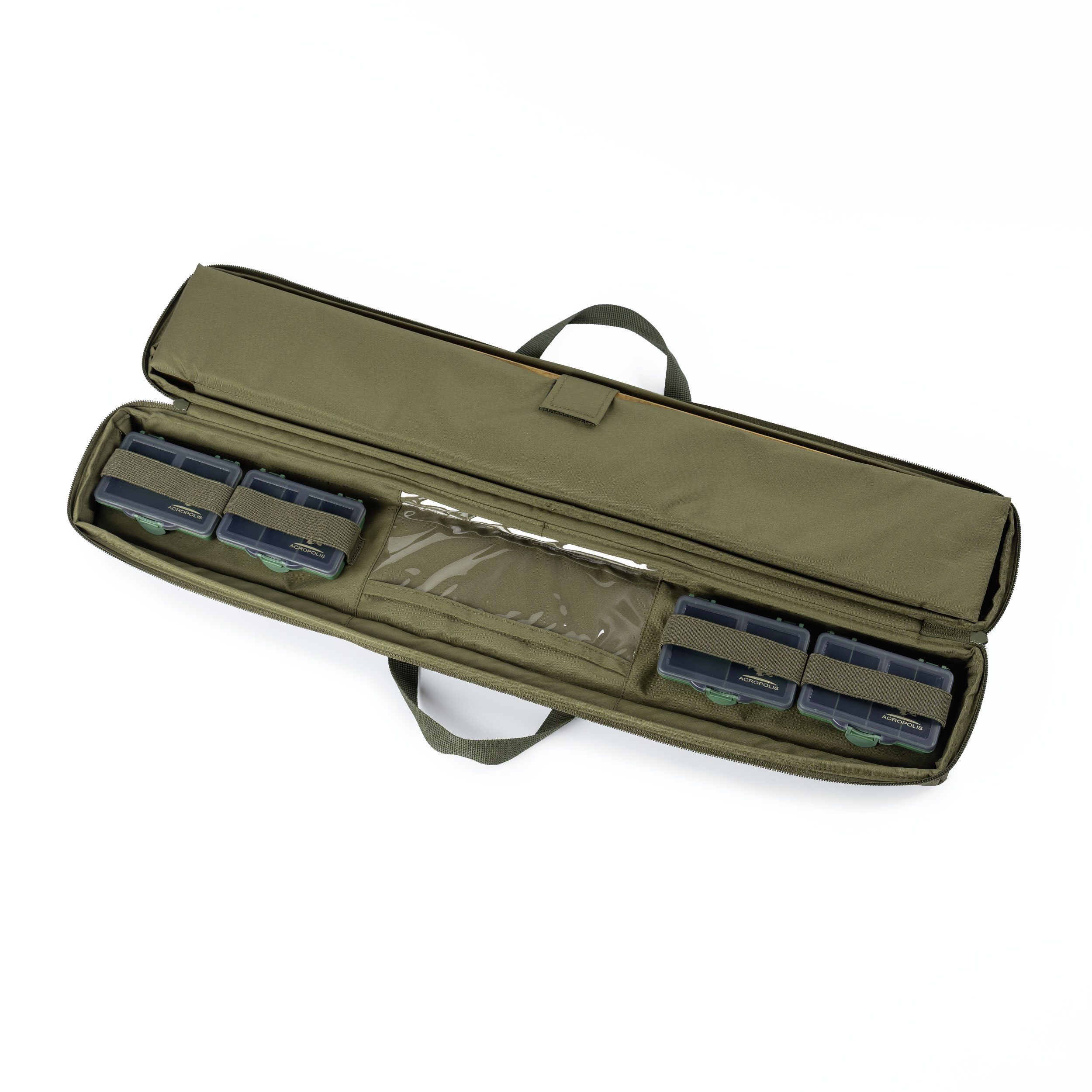 RSP-2 Fishing Bag with Wooden Leash Holder and 4 Boxes for Hooks, Loads