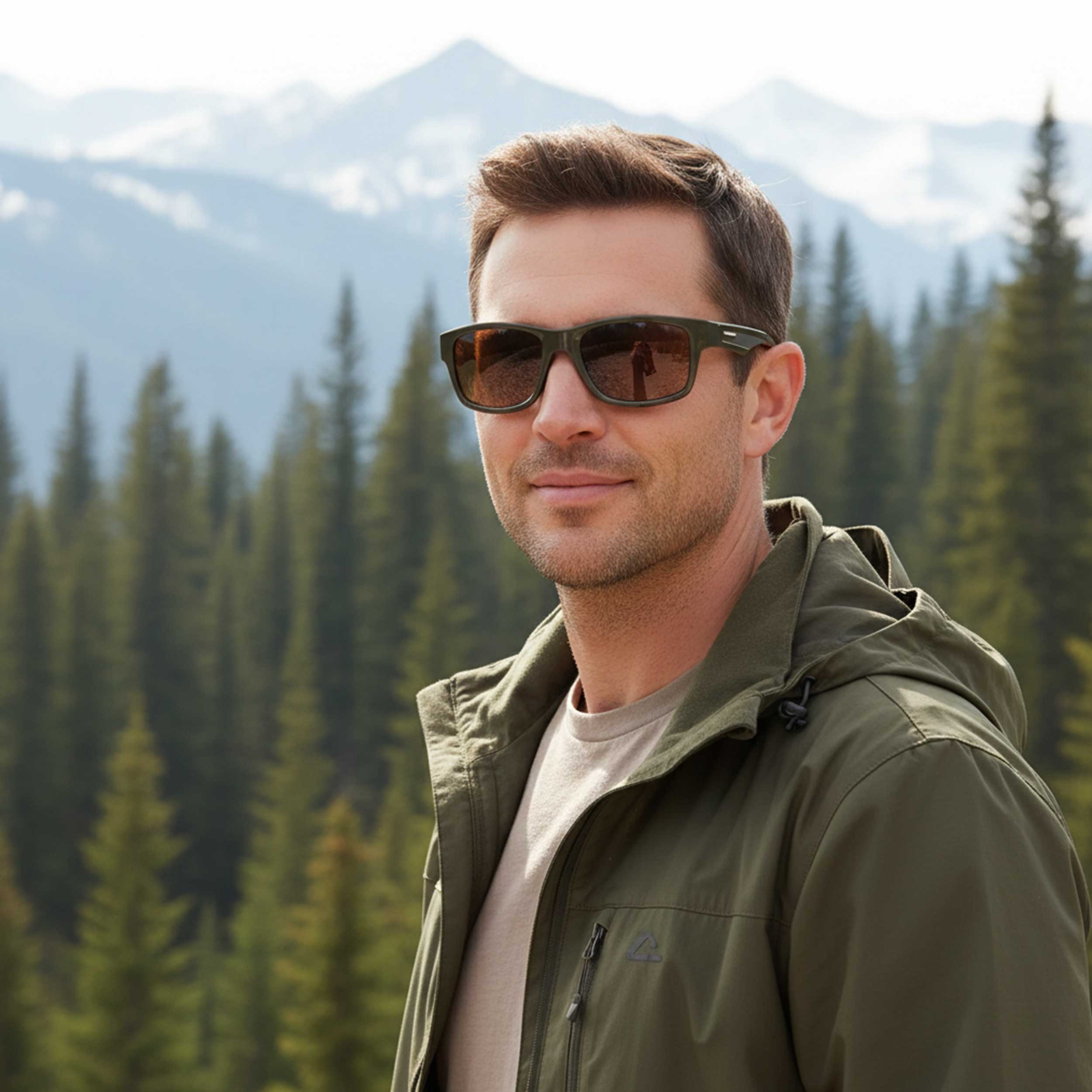OFA-6 Casual Polarized sunglasses for outdoor activities (brown lens / olive frame)