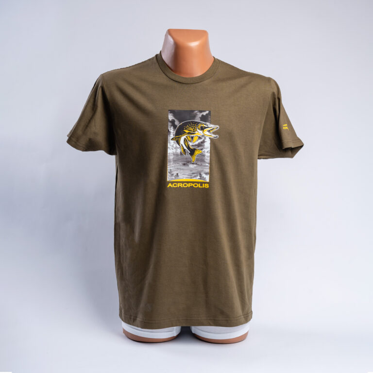 OFR-5 Fishermen`s T-shirt with Pike print, khaki – S, M, L, XL, XXL