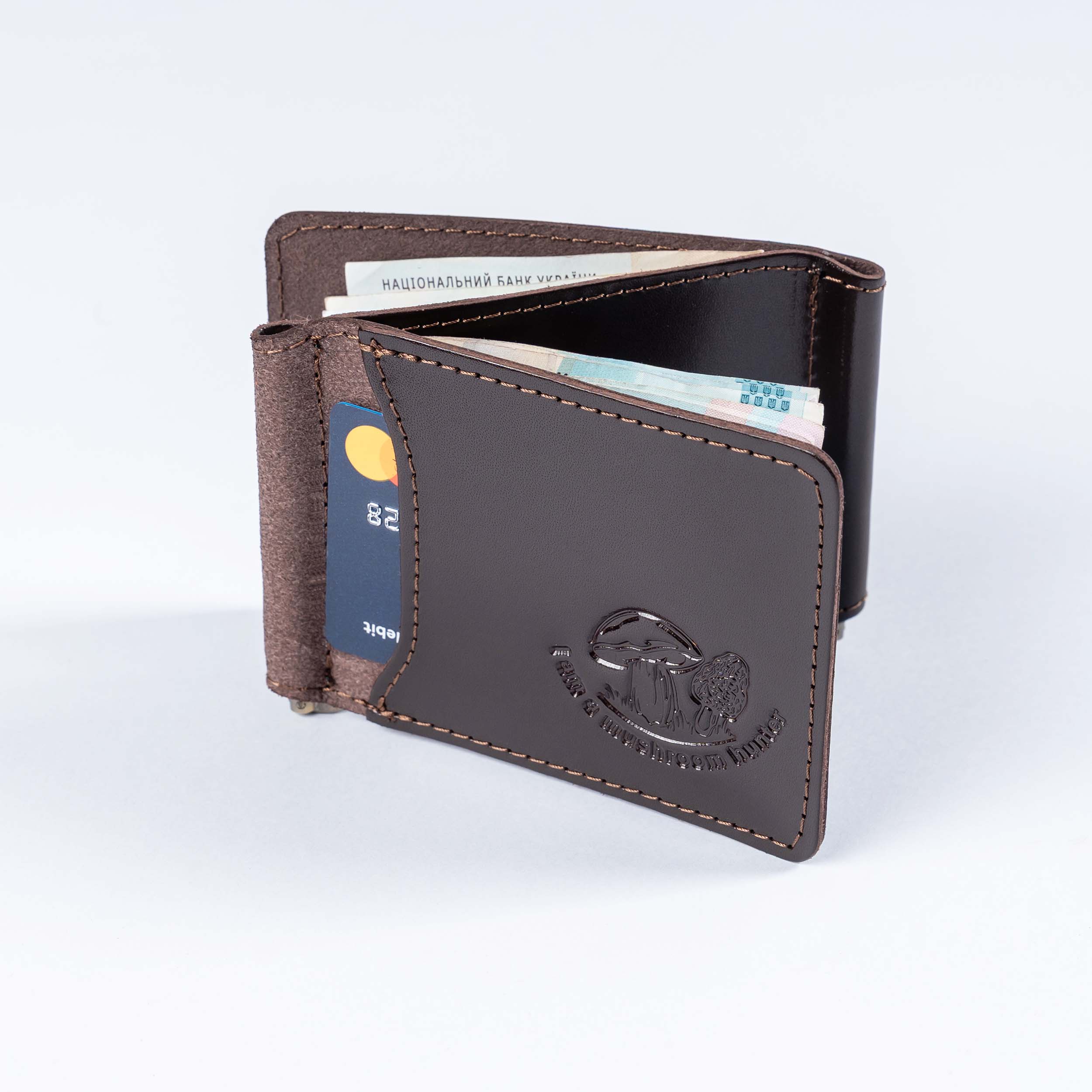 АГ-1г Затискач для грошей шкіряний Гриби