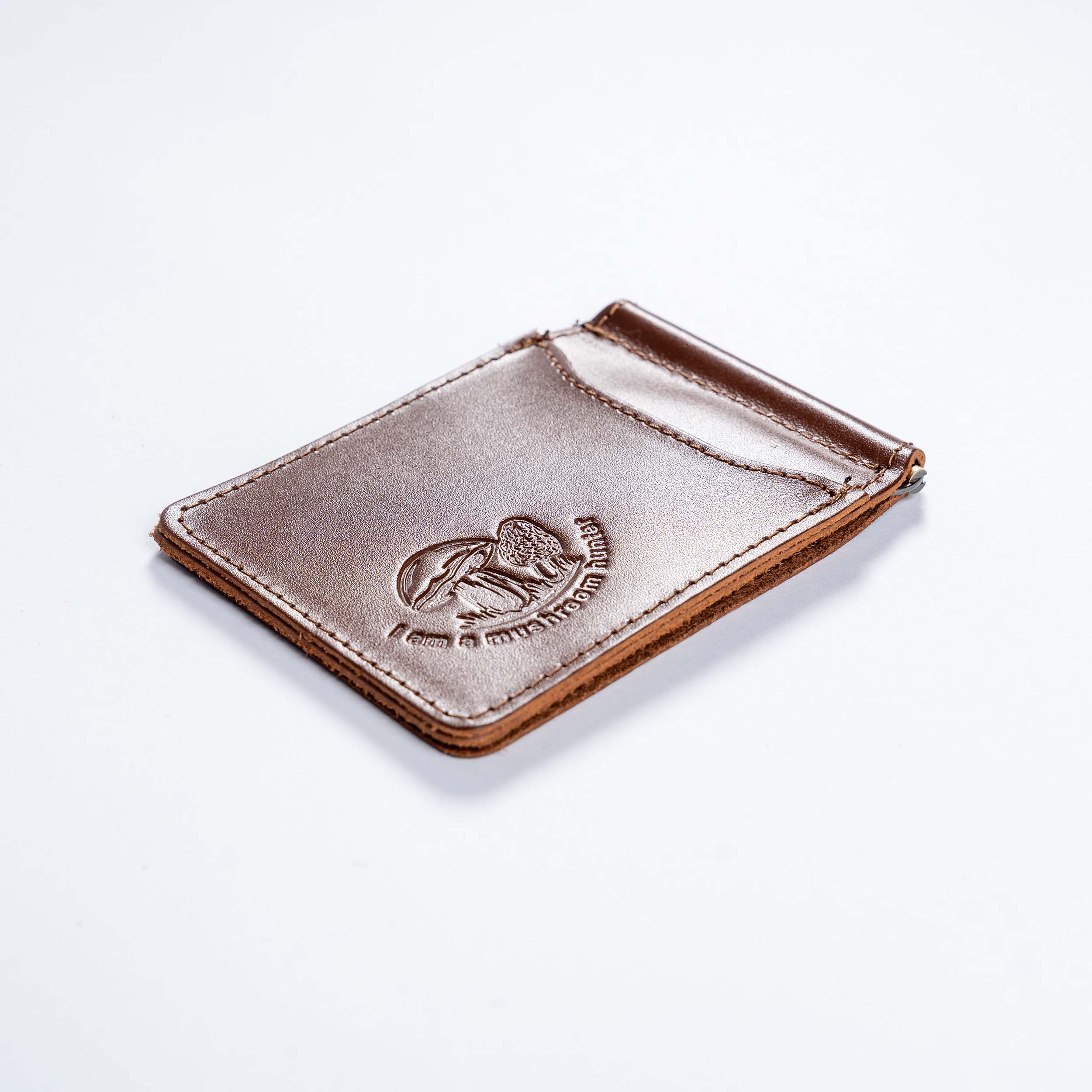 AG-2g Mens Leather Money Clip Slim (Wallet) Mushrooms