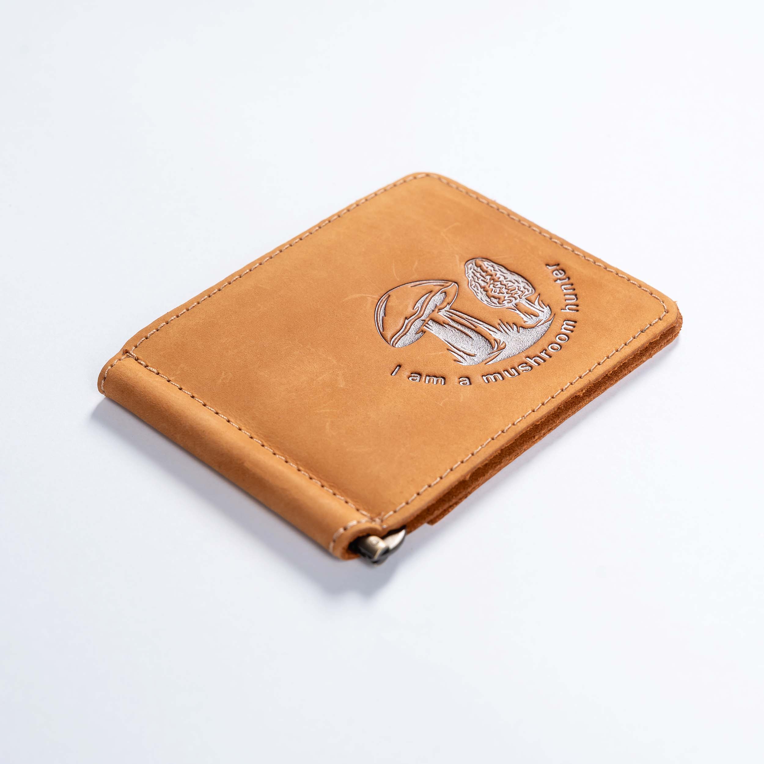 AG-2g Mens Leather Money Clip Slim (Wallet) Mushrooms