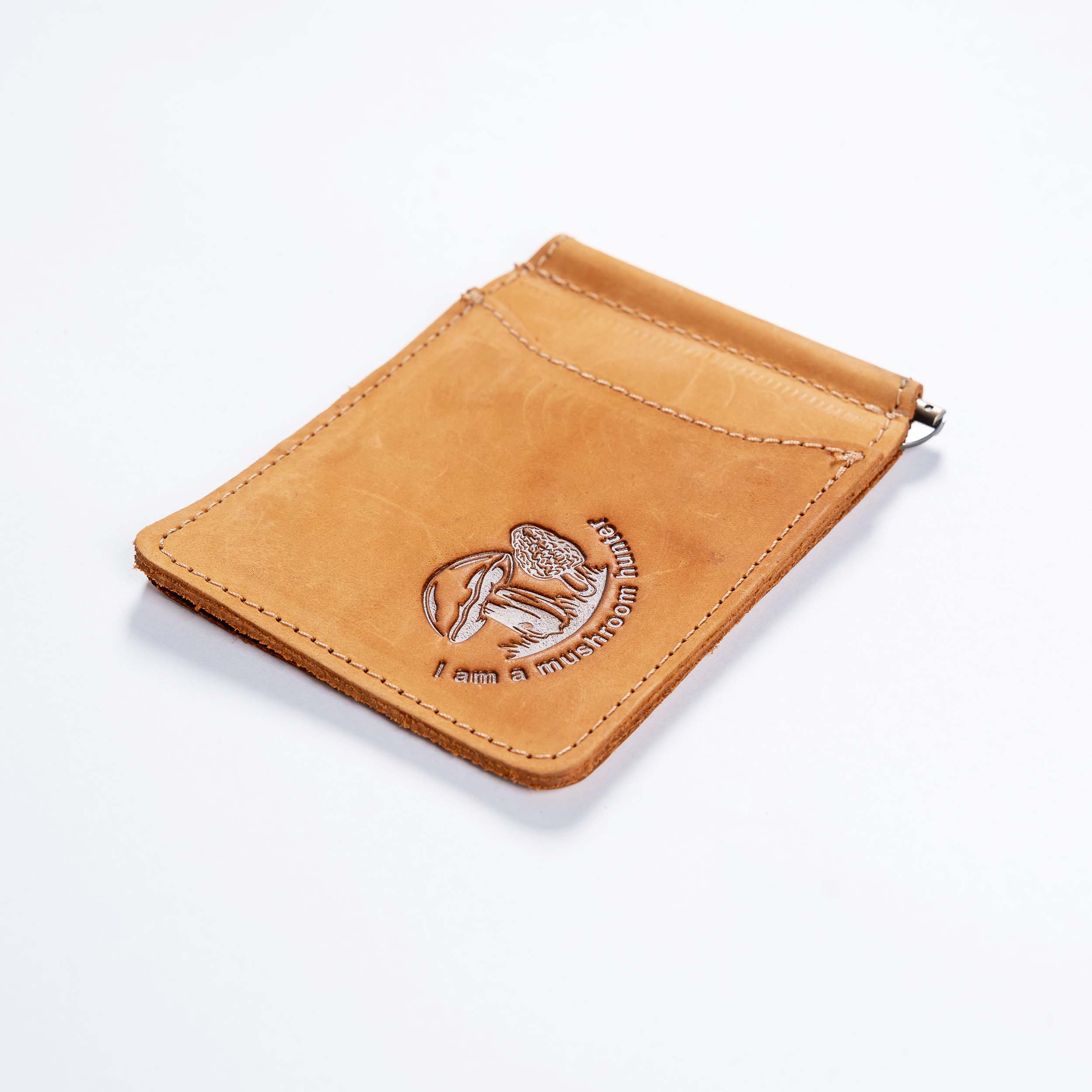 AG-2g Mens Leather Money Clip Slim (Wallet) Mushrooms