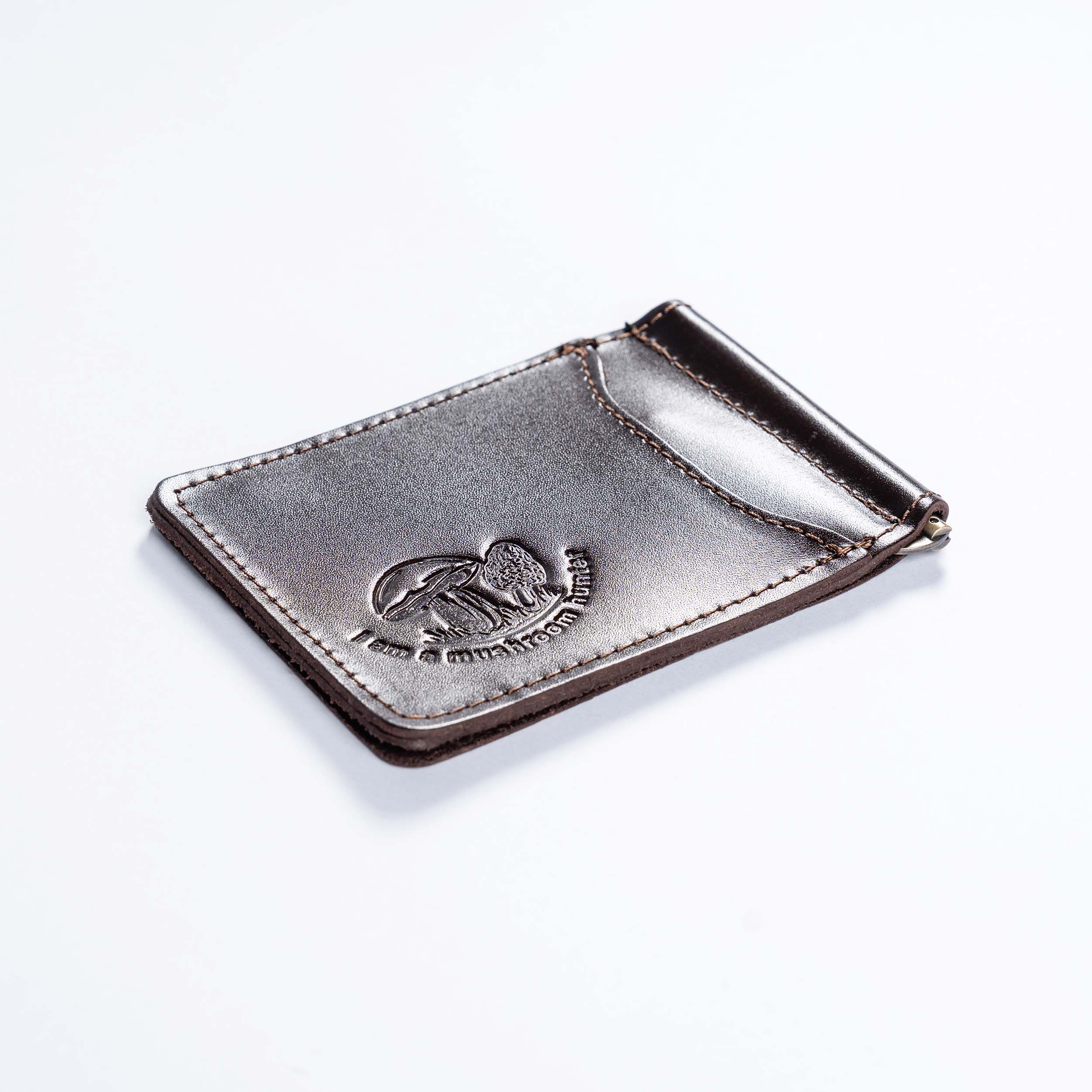 AG-2g Mens Leather Money Clip Slim (Wallet) Mushrooms