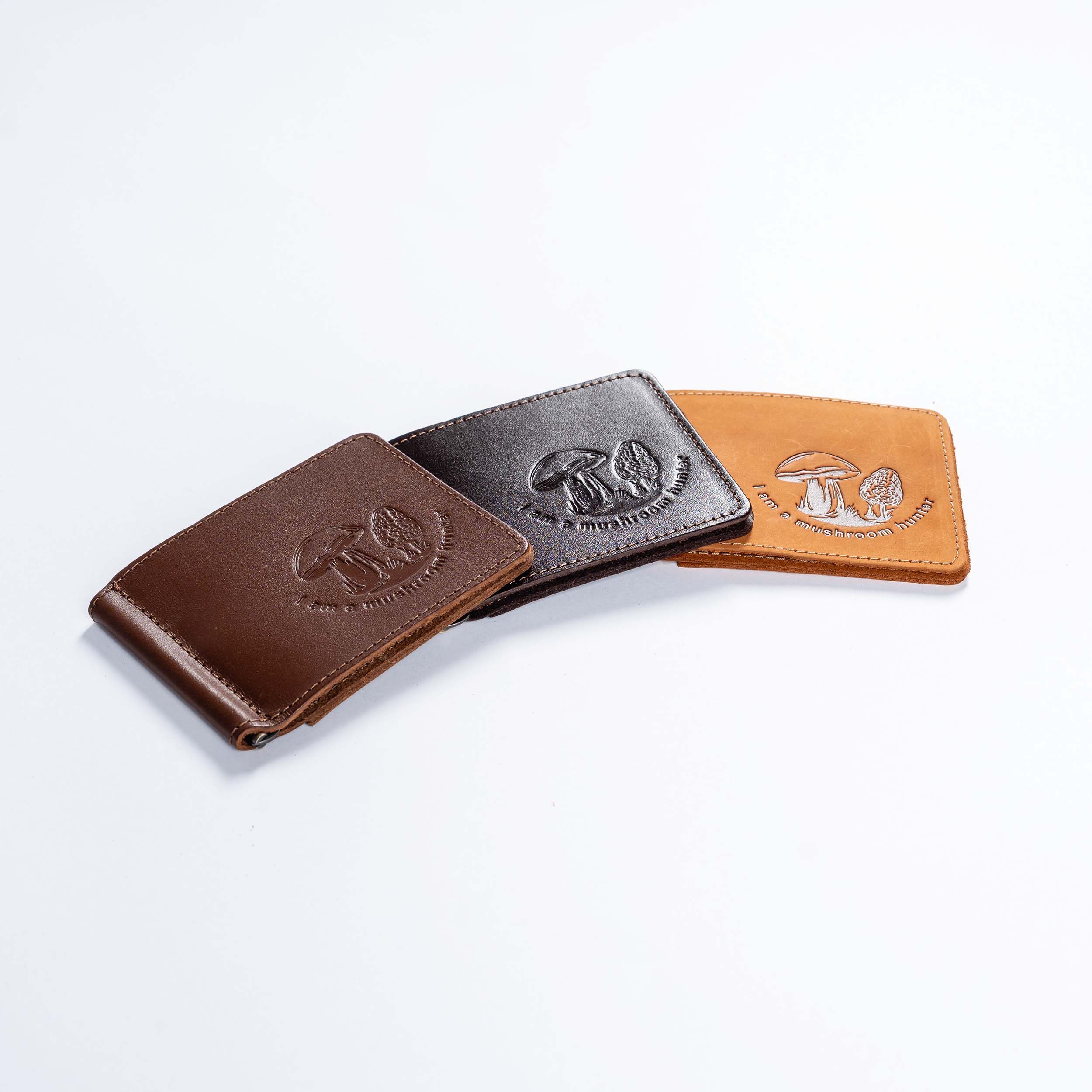 AG-2g Mens Leather Money Clip Slim (Wallet) Mushrooms