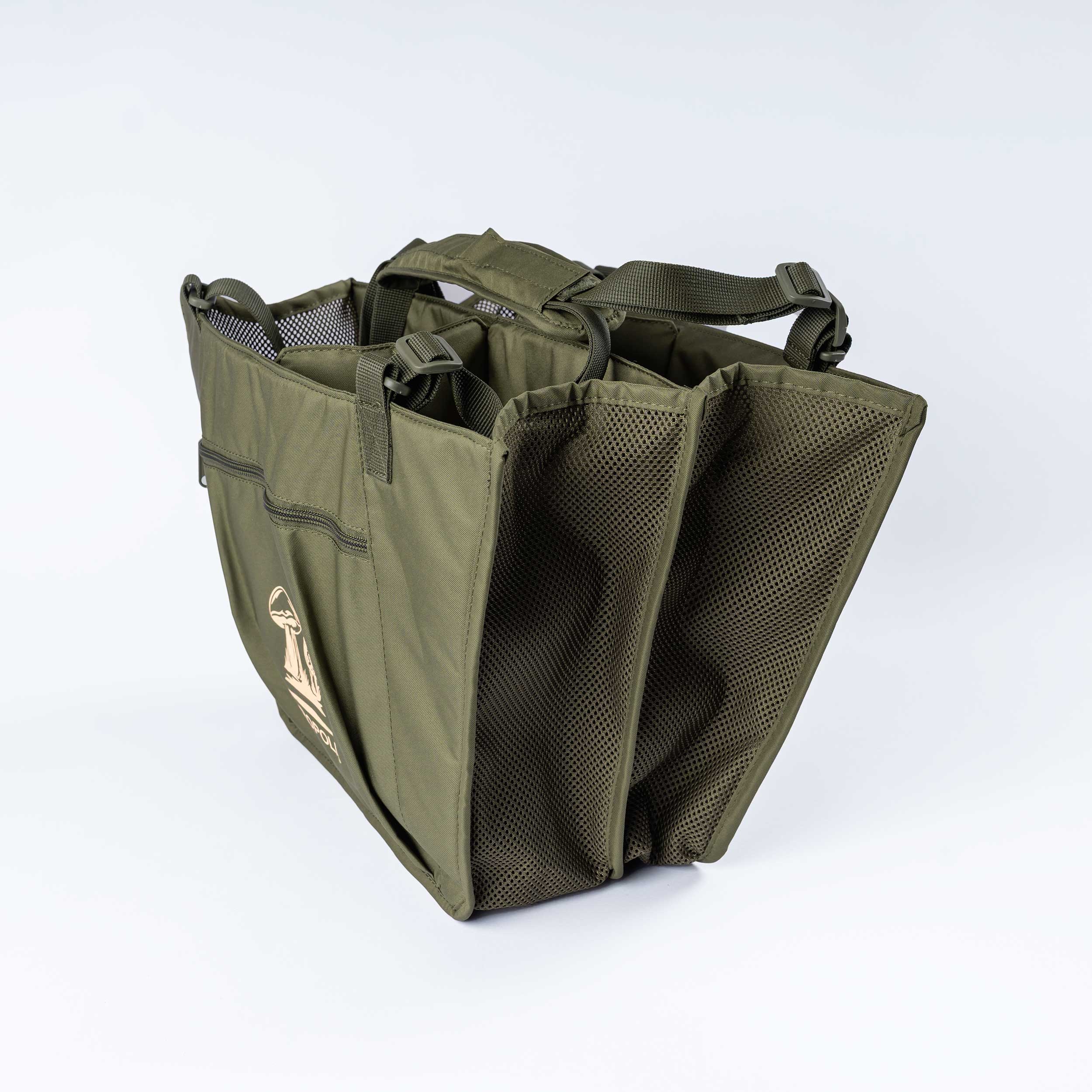 MG-6n Mushroom picking bag (4 sections, 25 l) with adjustable straps and removable shoulder tab