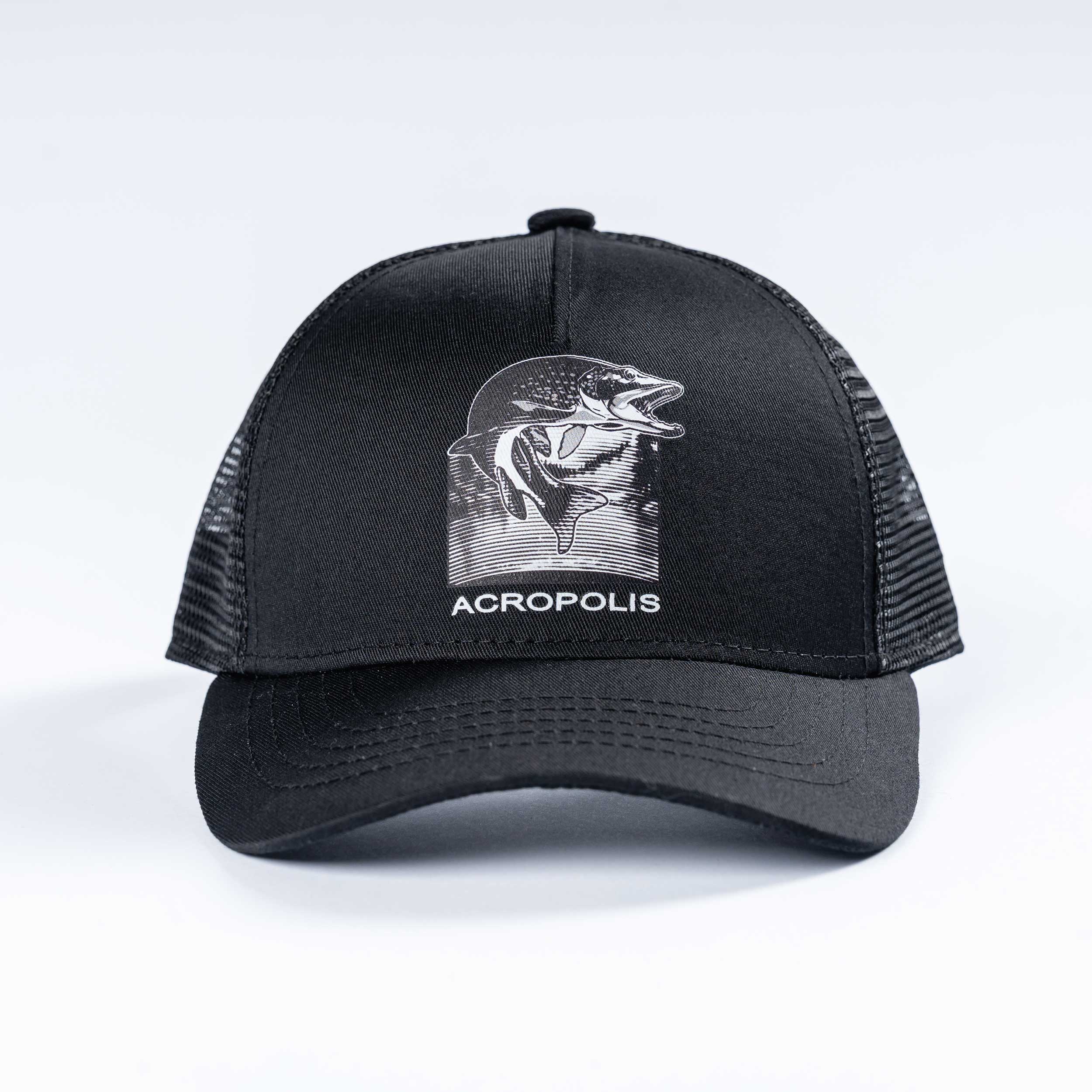 OSHM-21 Fisherman Cap with Pike print, black