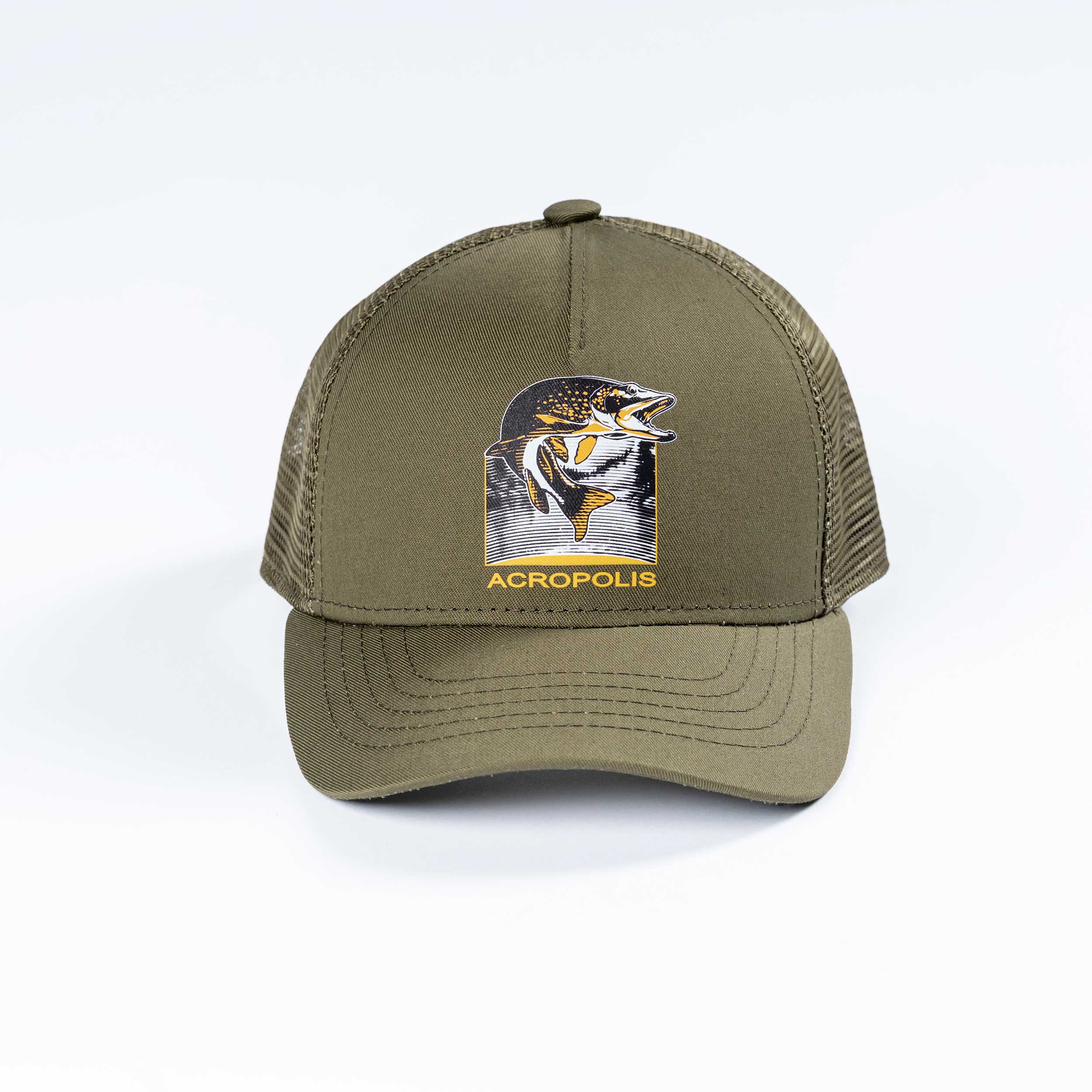 OSHM-21 Fisherman’s cap with Pike print, (khaki)