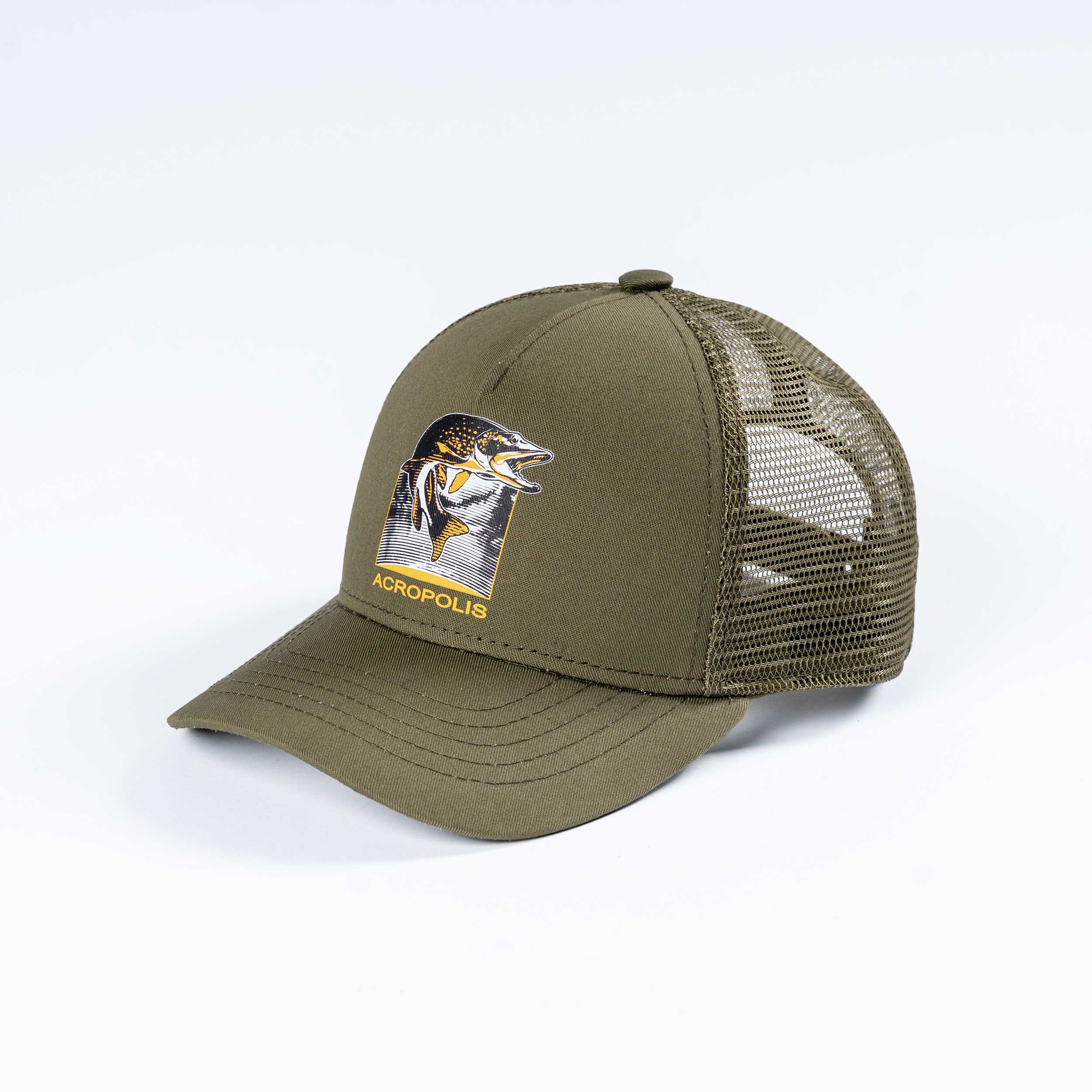 OSHM-21 Fisherman’s cap with Pike print, (khaki)