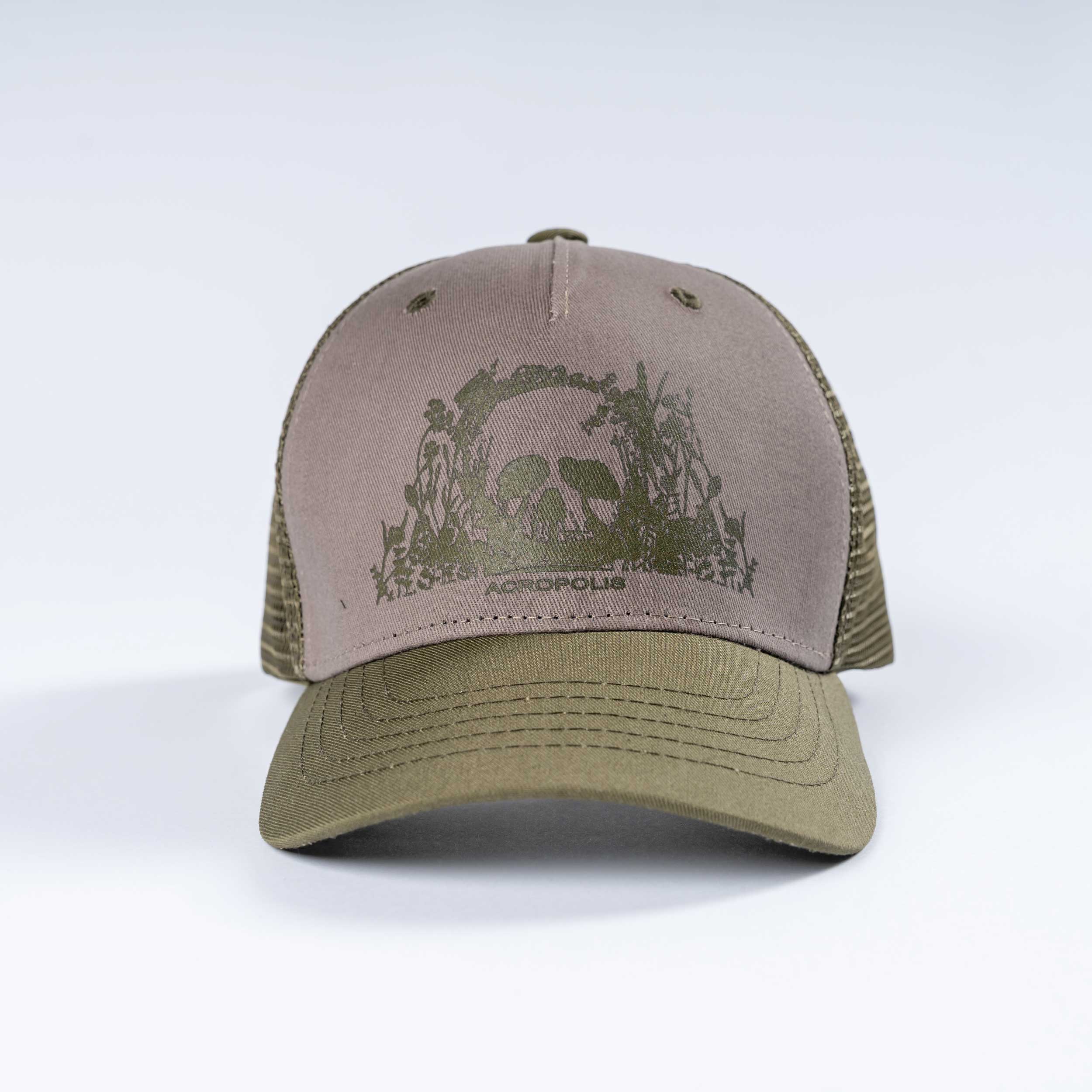 OSHM-22 Mushroom Picker Cap with Mushrooms print (khaki/coyote)
