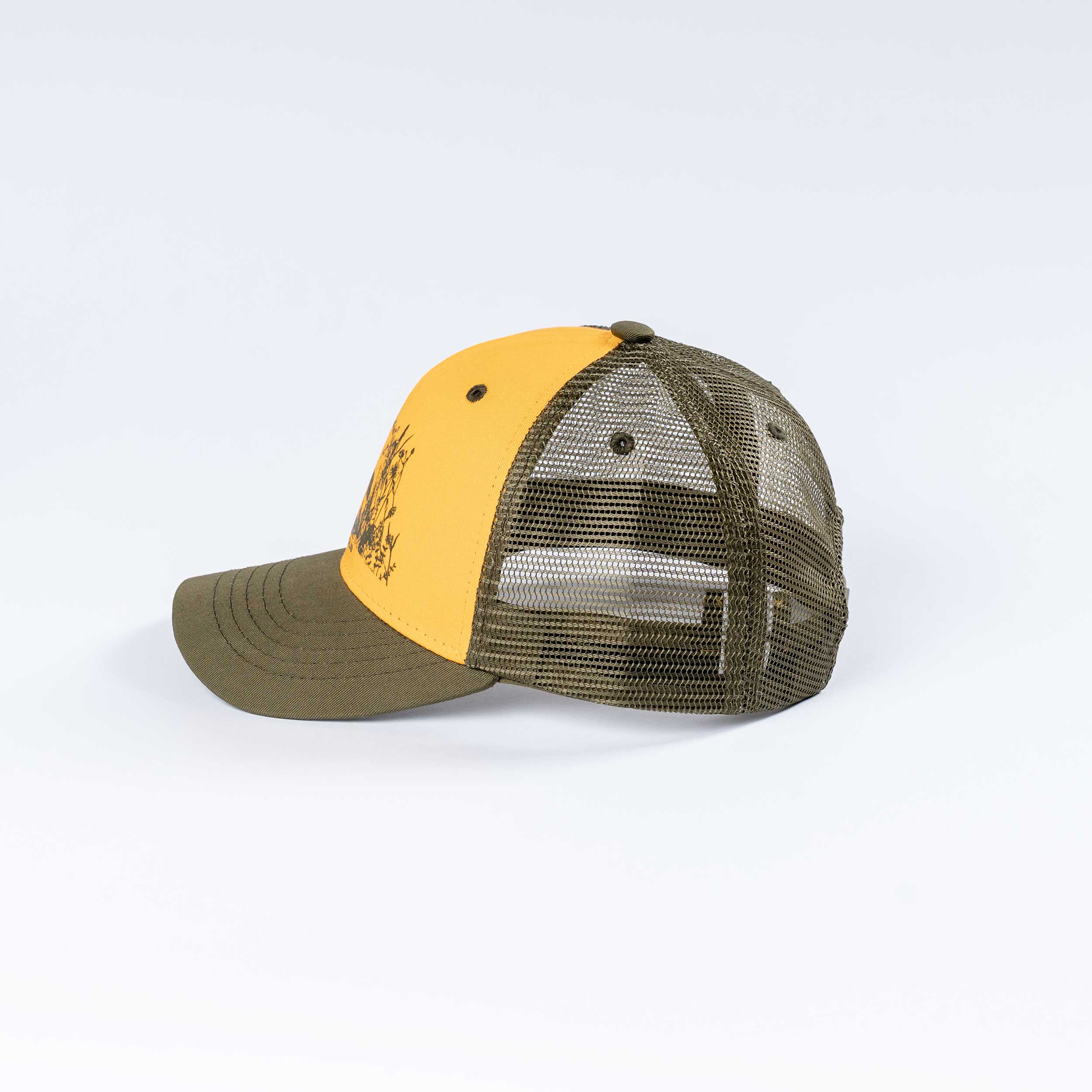 OSHM-22 Mushroom Picker Cap with Mushrooms print (yellow)