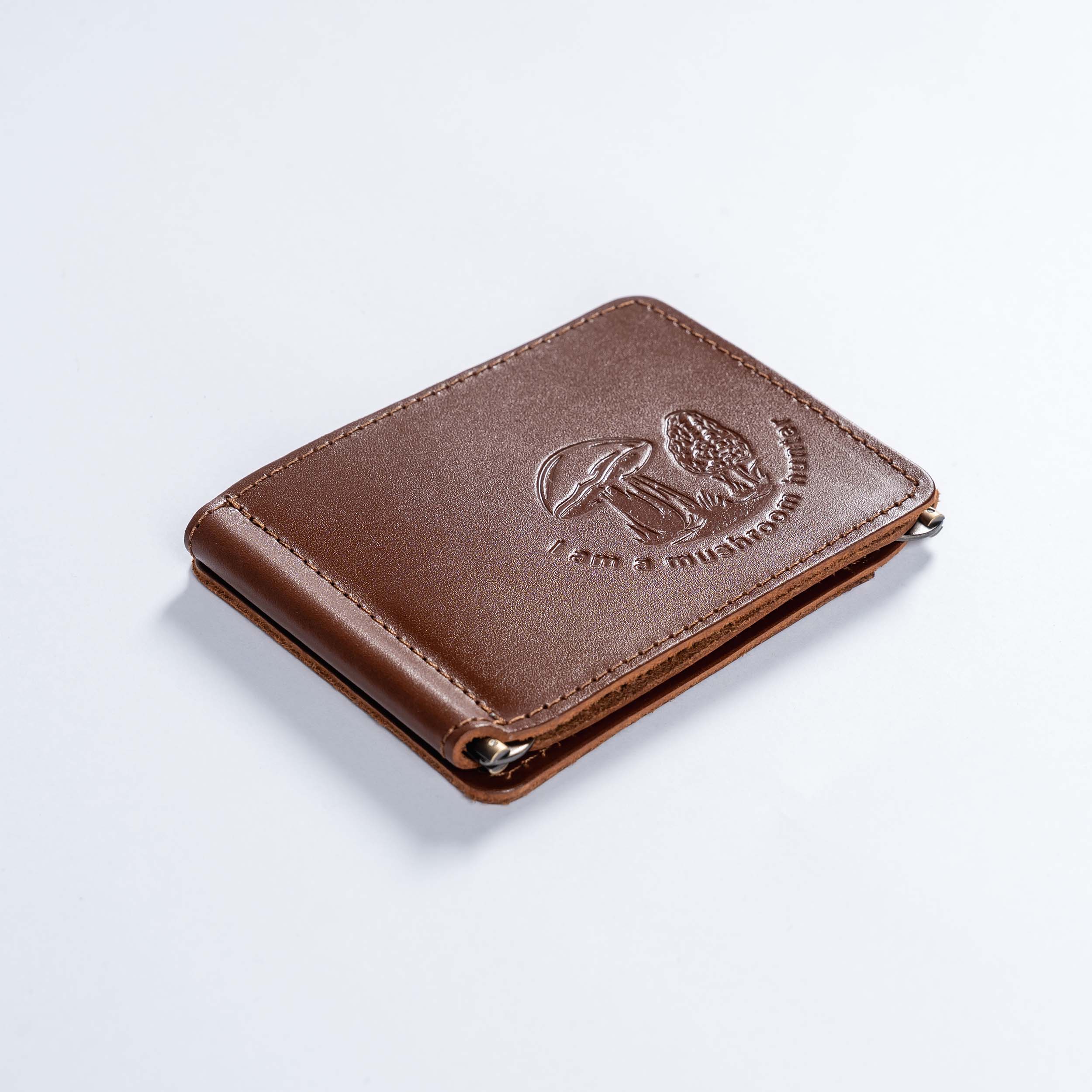 AG-1g Mens Leather Money Clip Slim (Wallet) Mushrooms