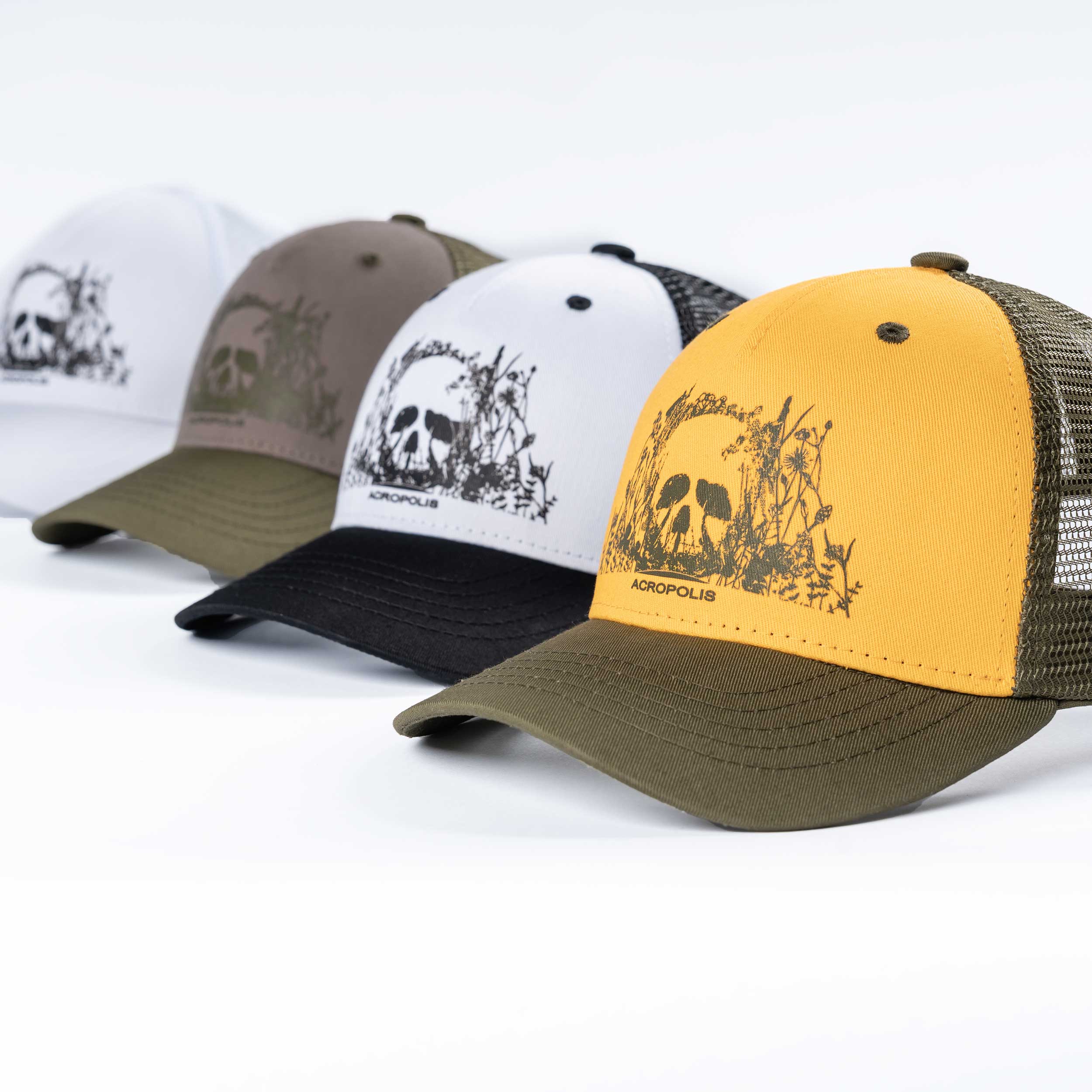 OSHM-22 Mushroom Picker Cap with Mushrooms print (black/white)