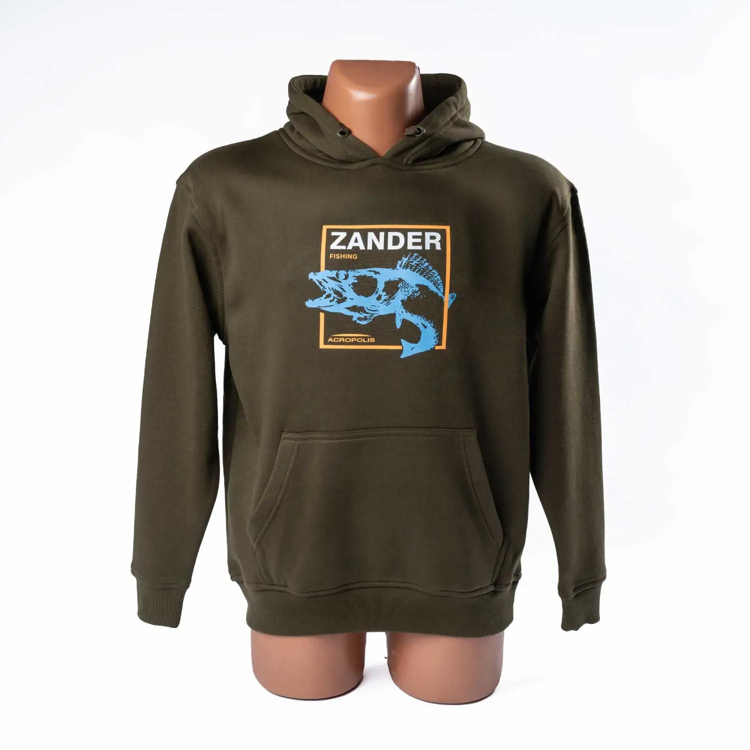 OHR-3 Khaki hoodie for fishermen, prints Zander – Spinning Fishing – S, M, L, XL