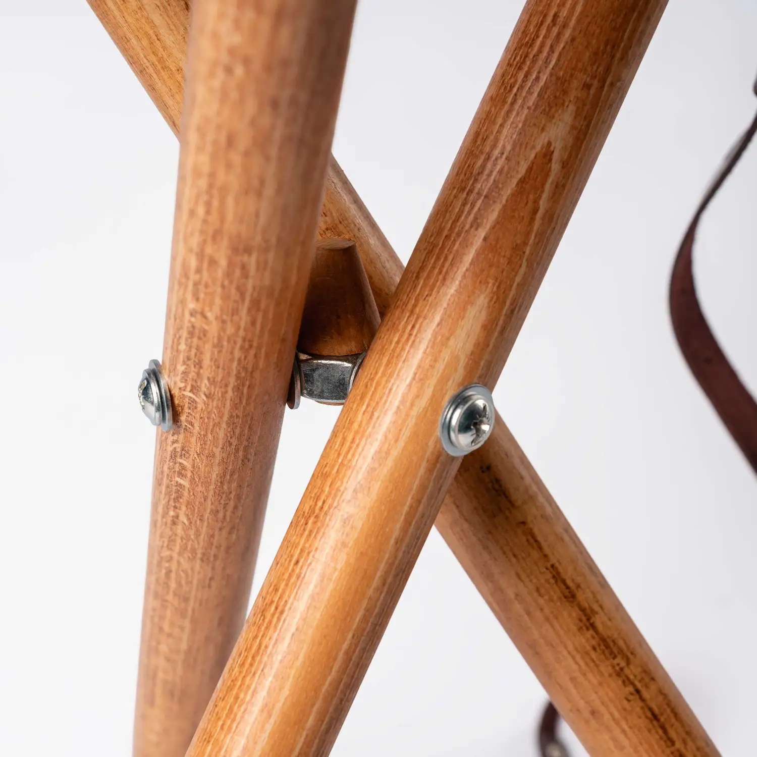 ST-1hv Folding Wooden Chair with Otter Fur Seat. Height 65cm