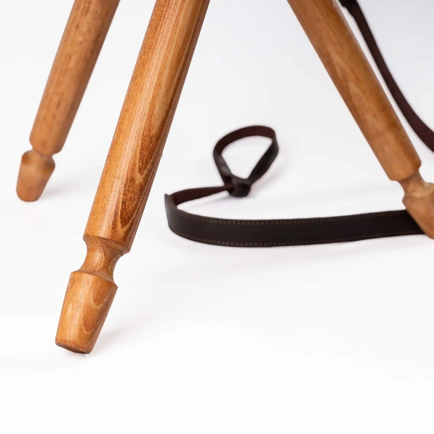 ST-2hv Folding Wooden Chair with Otter Fur Seat. Height 75cm